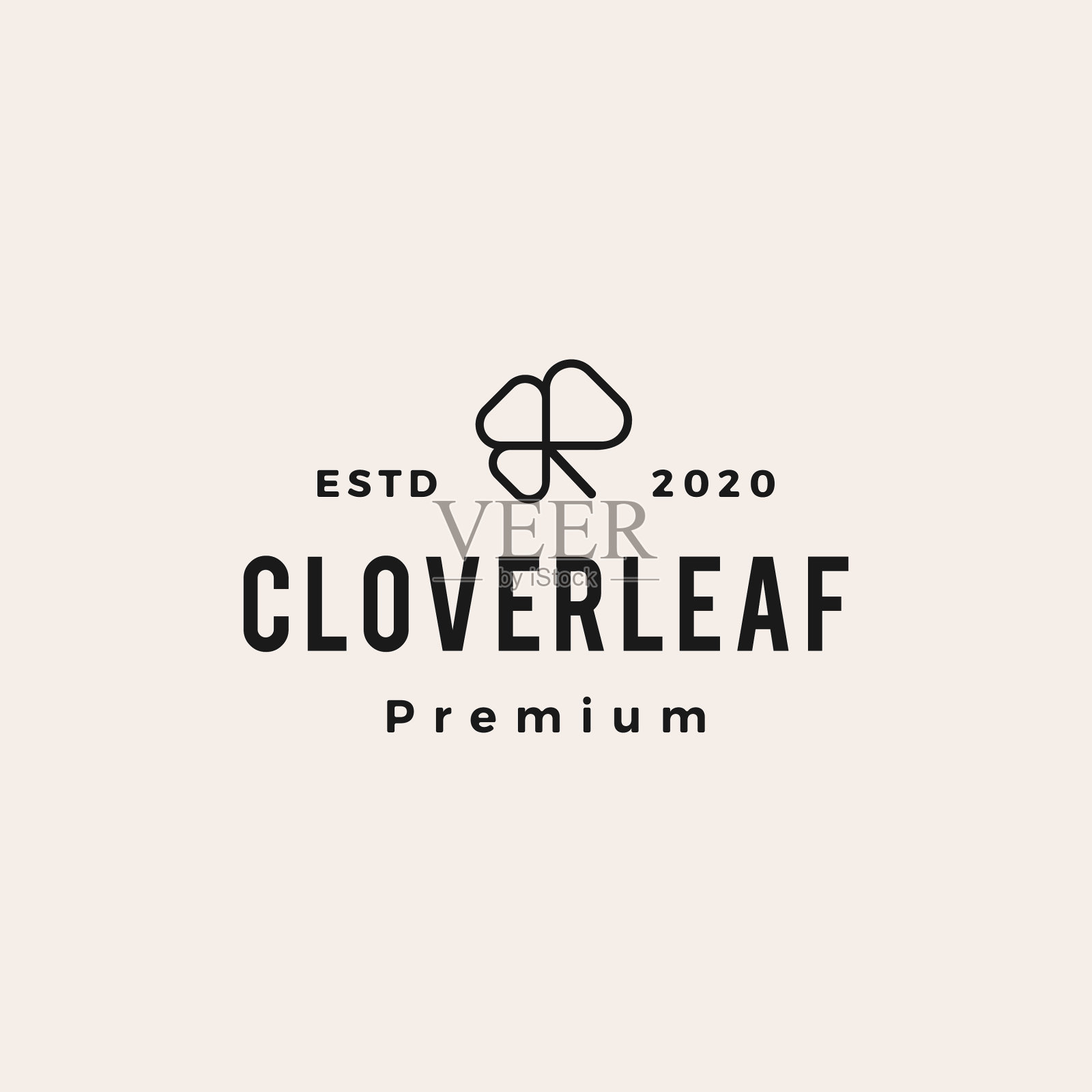 三叶草潮人复古标志图标插画图片素材