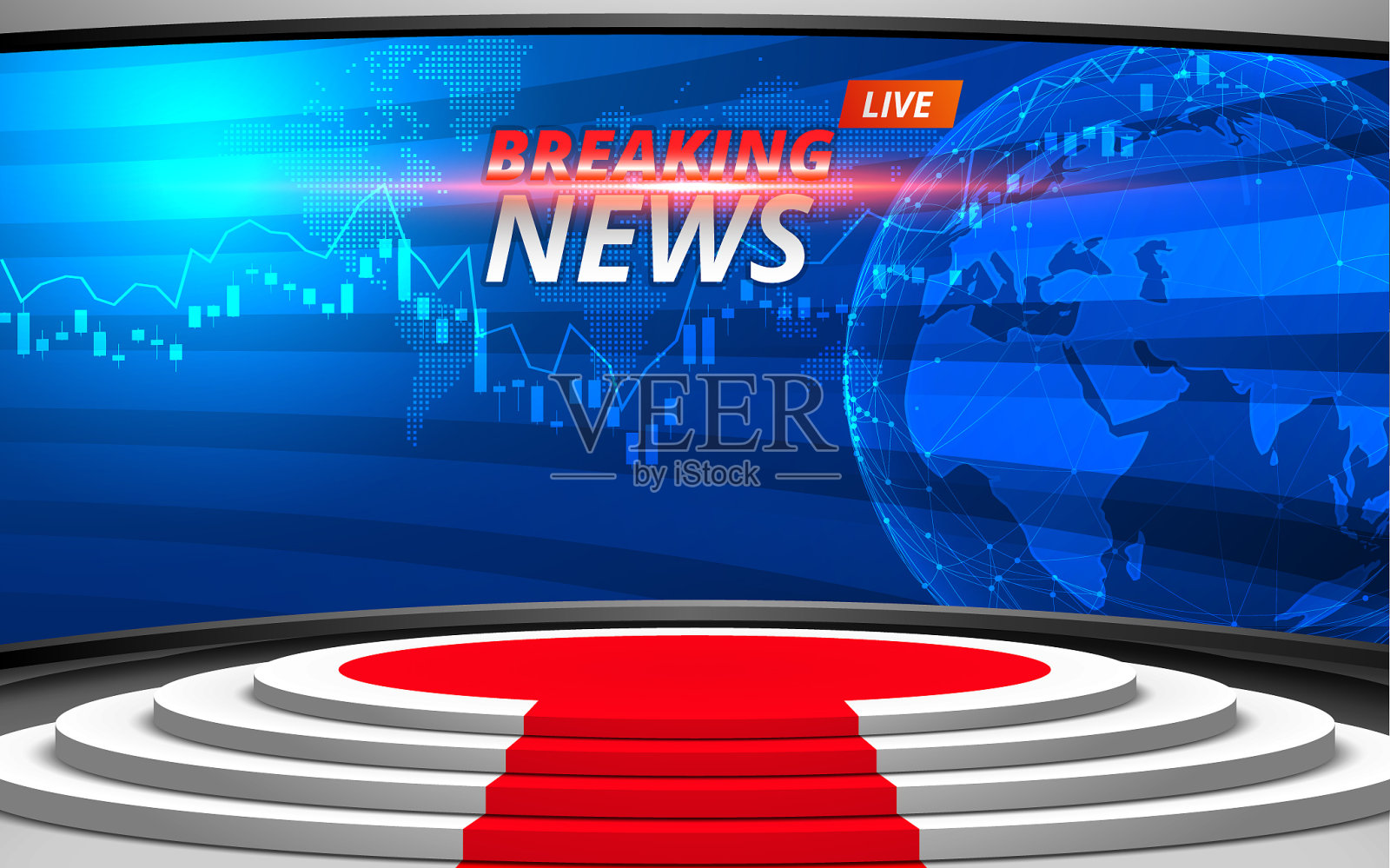 白色舞台和突发新闻在LCDS背景I插画图片素材