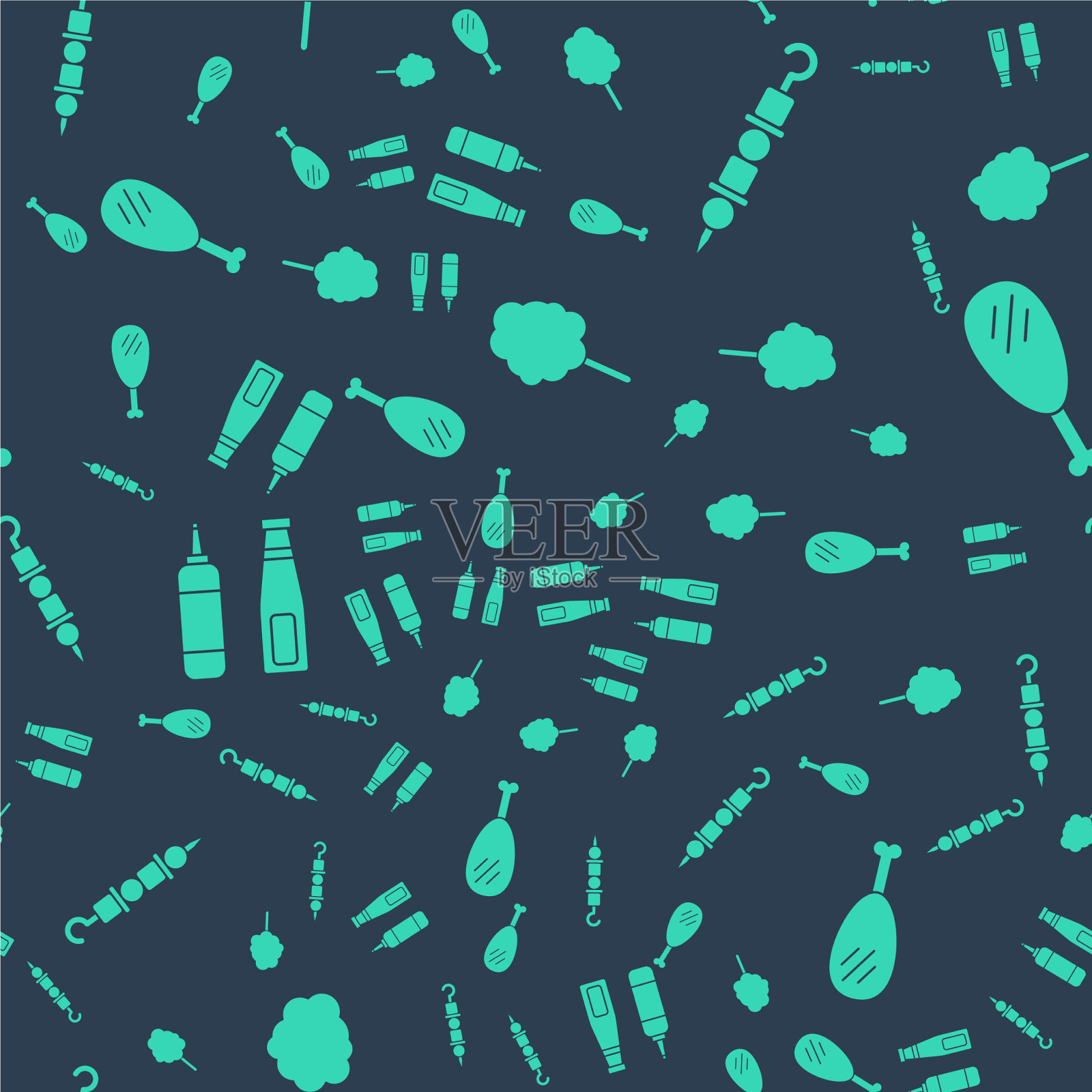 设置棉花糖烤羊肉串酱汁图标素材