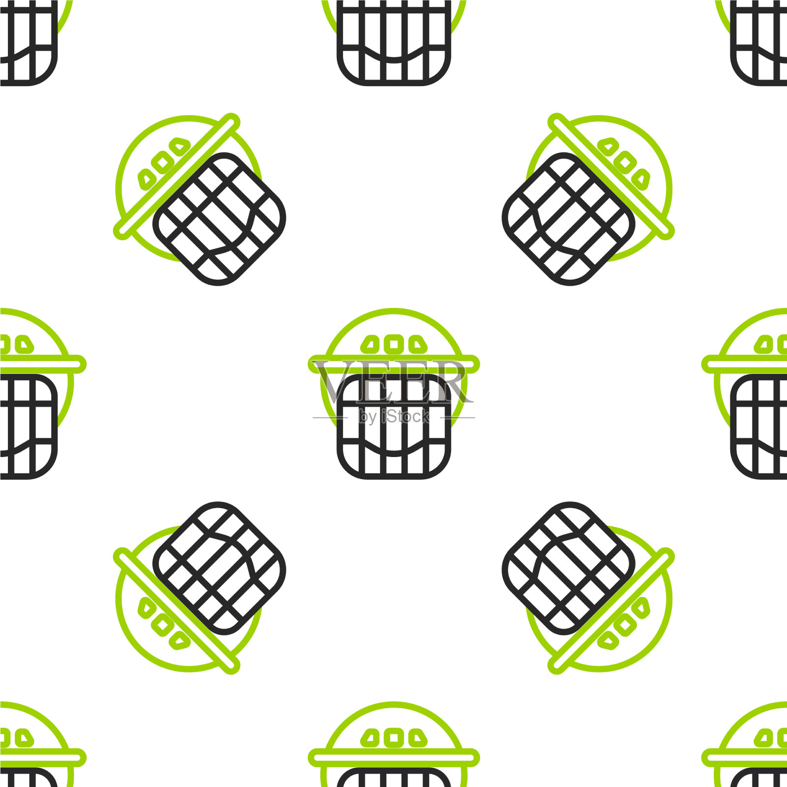 曲棍球头盔图标孤立无缝图案线插画图片素材