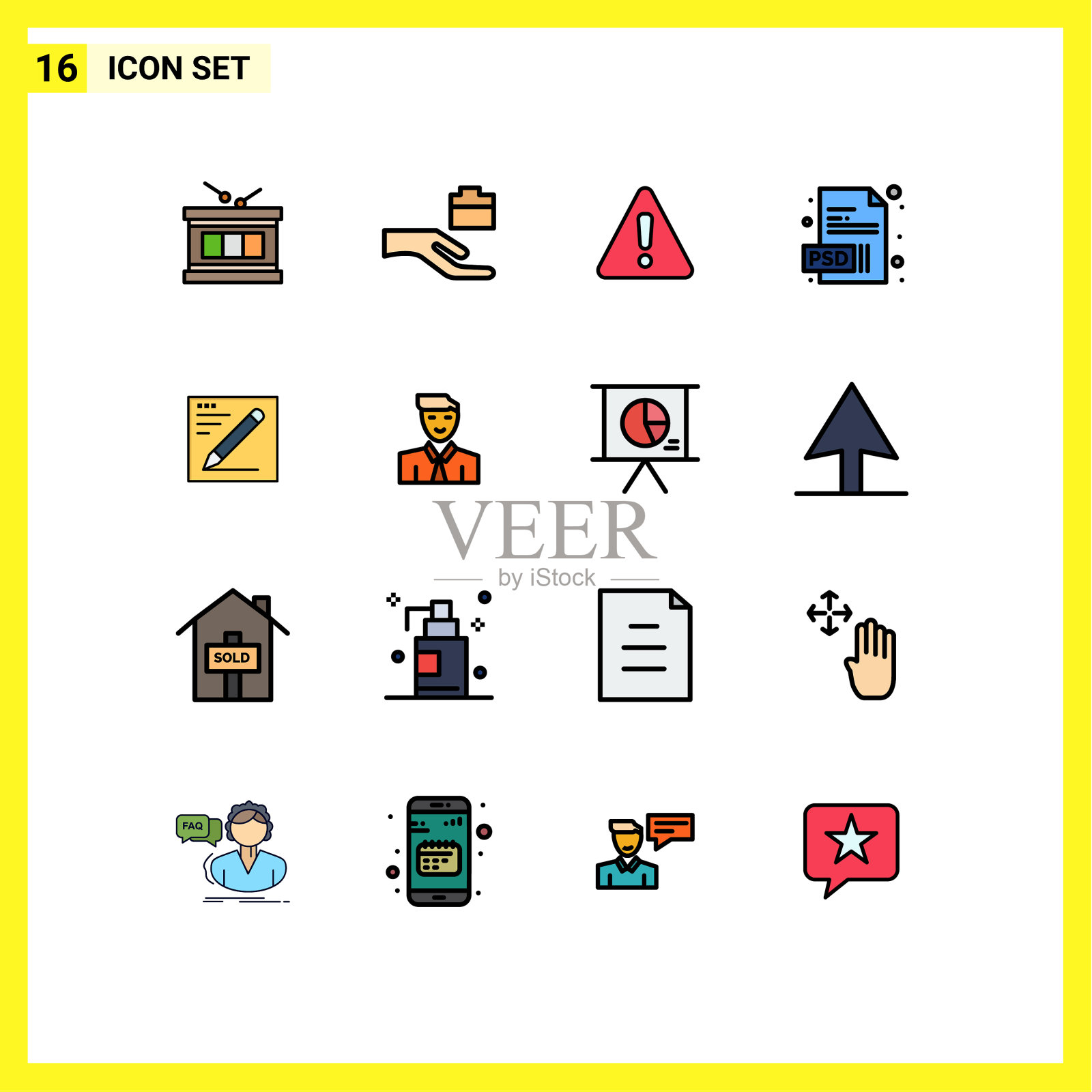 16主题平色填充线条和可编辑插画图片素材