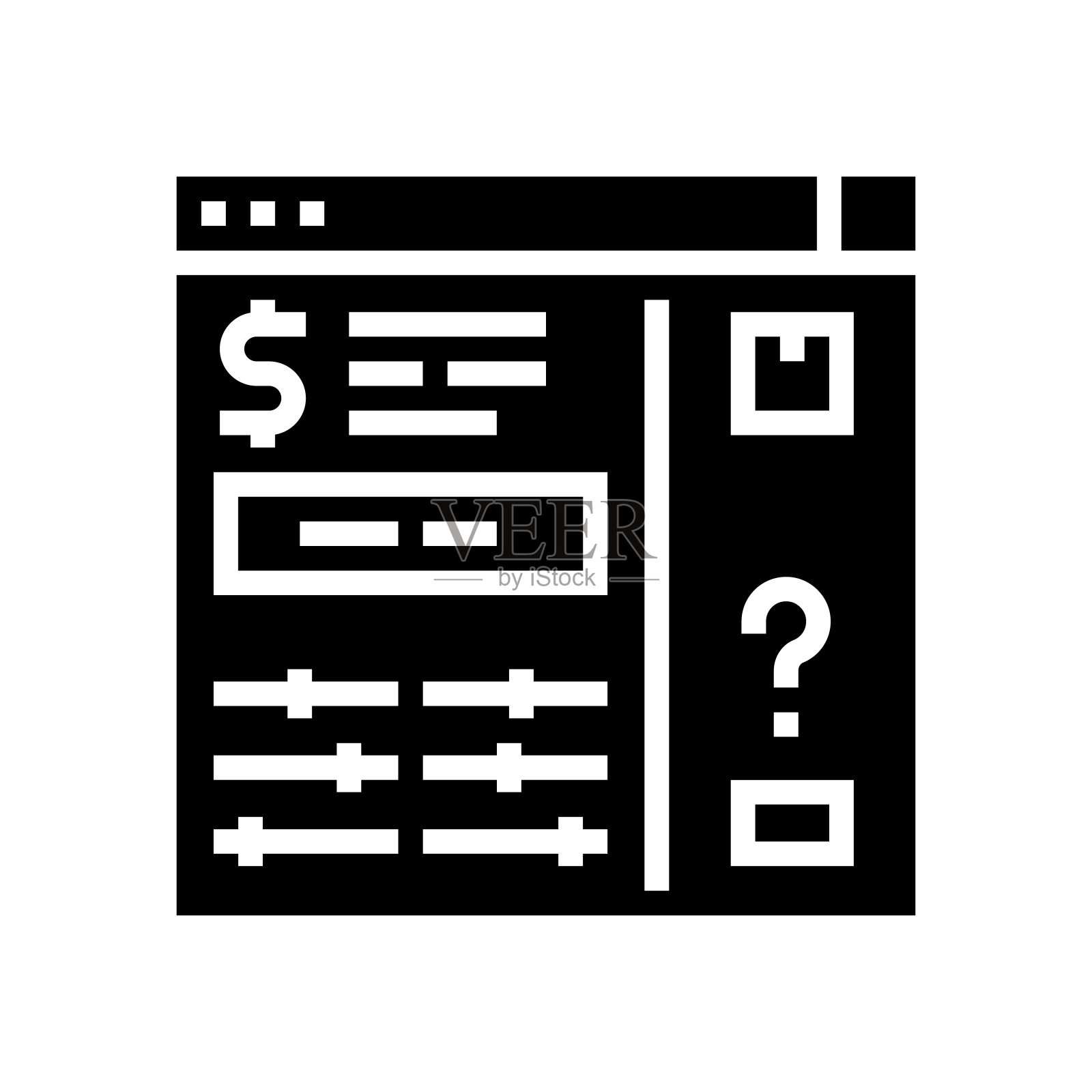 发票批准和争议字形图标矢量插图插画图片素材