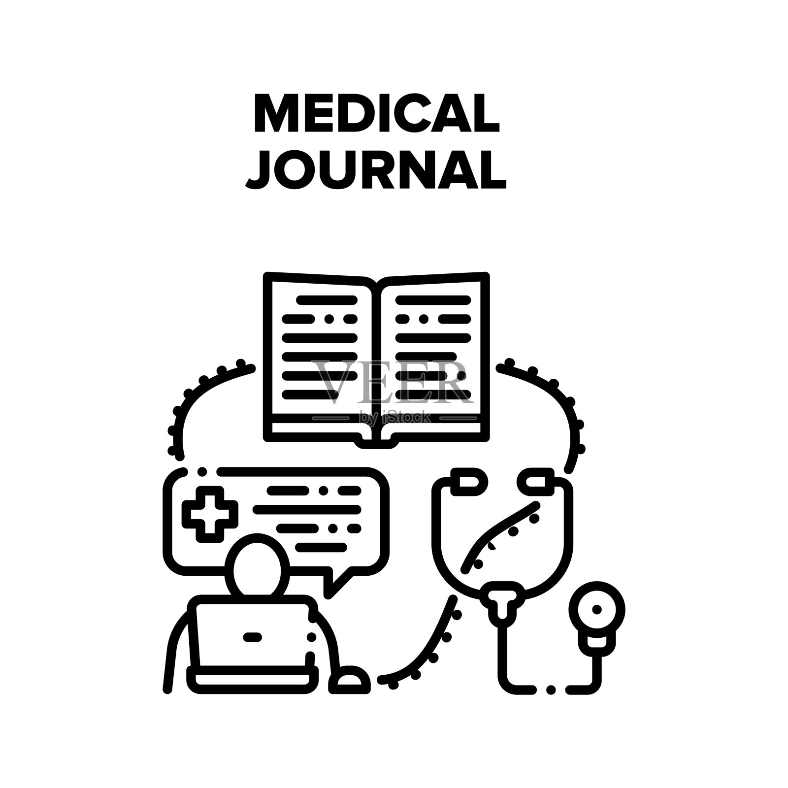 医学杂志向量黑色插图插画图片素材