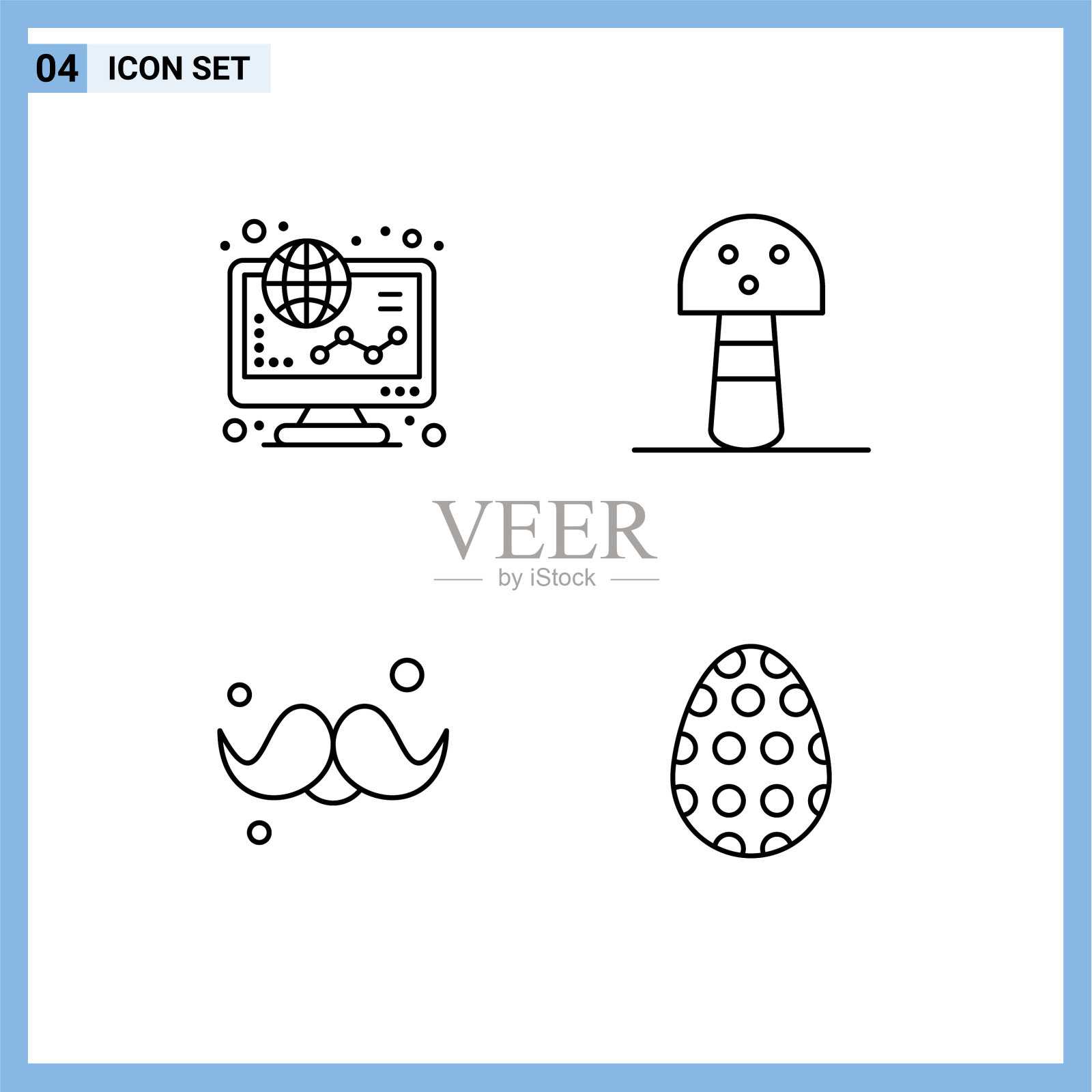 包4个创意填充线平色插画图片素材