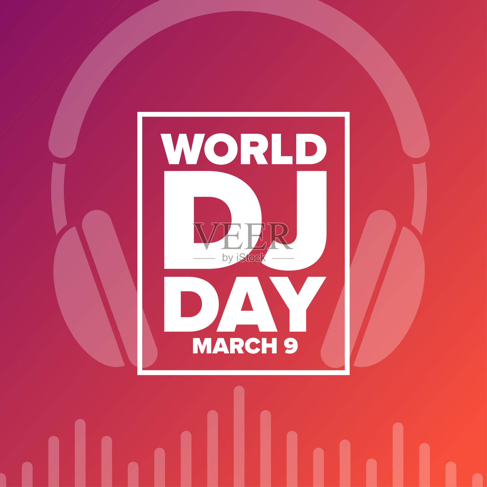 世界DJ日。3月9日。节日的概念。模板的背景，旗帜，卡片，海报与文字题词。向量EPS10插图。插画图片素材