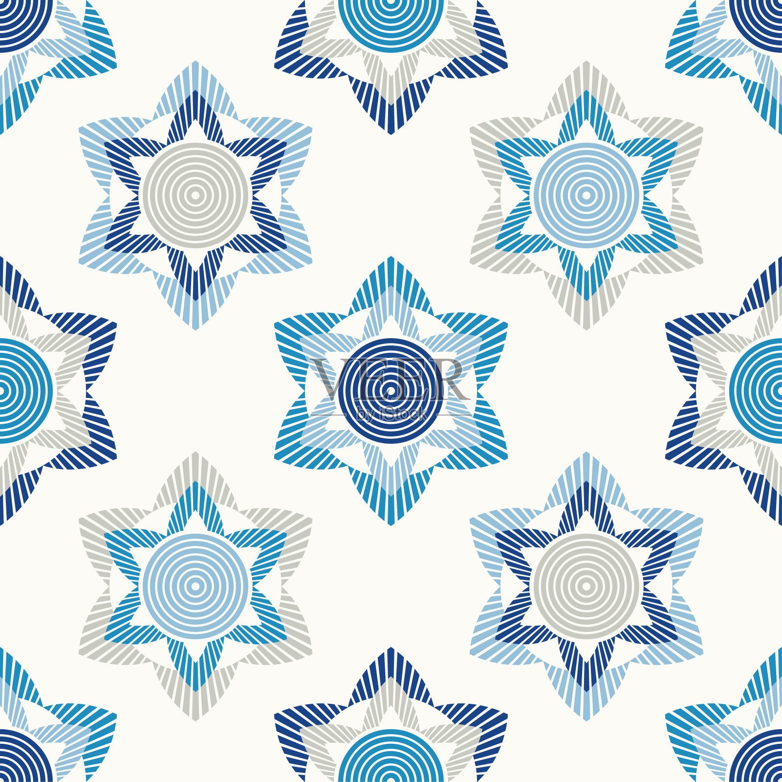 条纹圆。圆点无缝花纹。民族人物的马赛克。图案纹理。插画图片素材