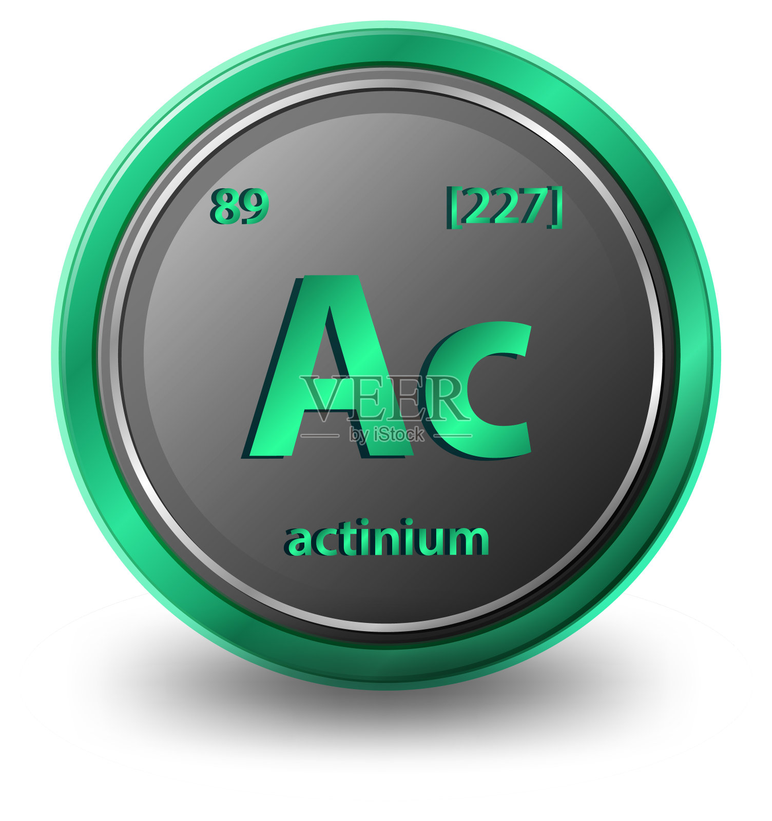 锕元素。原子序数和原子质量的化学符号。插画图片素材