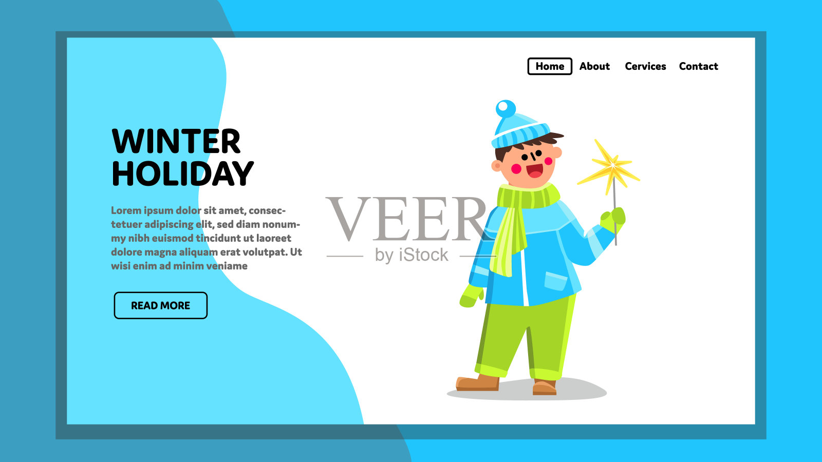 寒假男孩庆祝与火花矢量插画图片素材