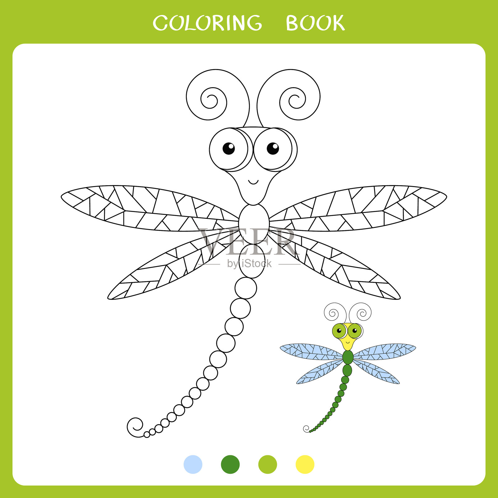 蜻蜓着色书插画图片素材