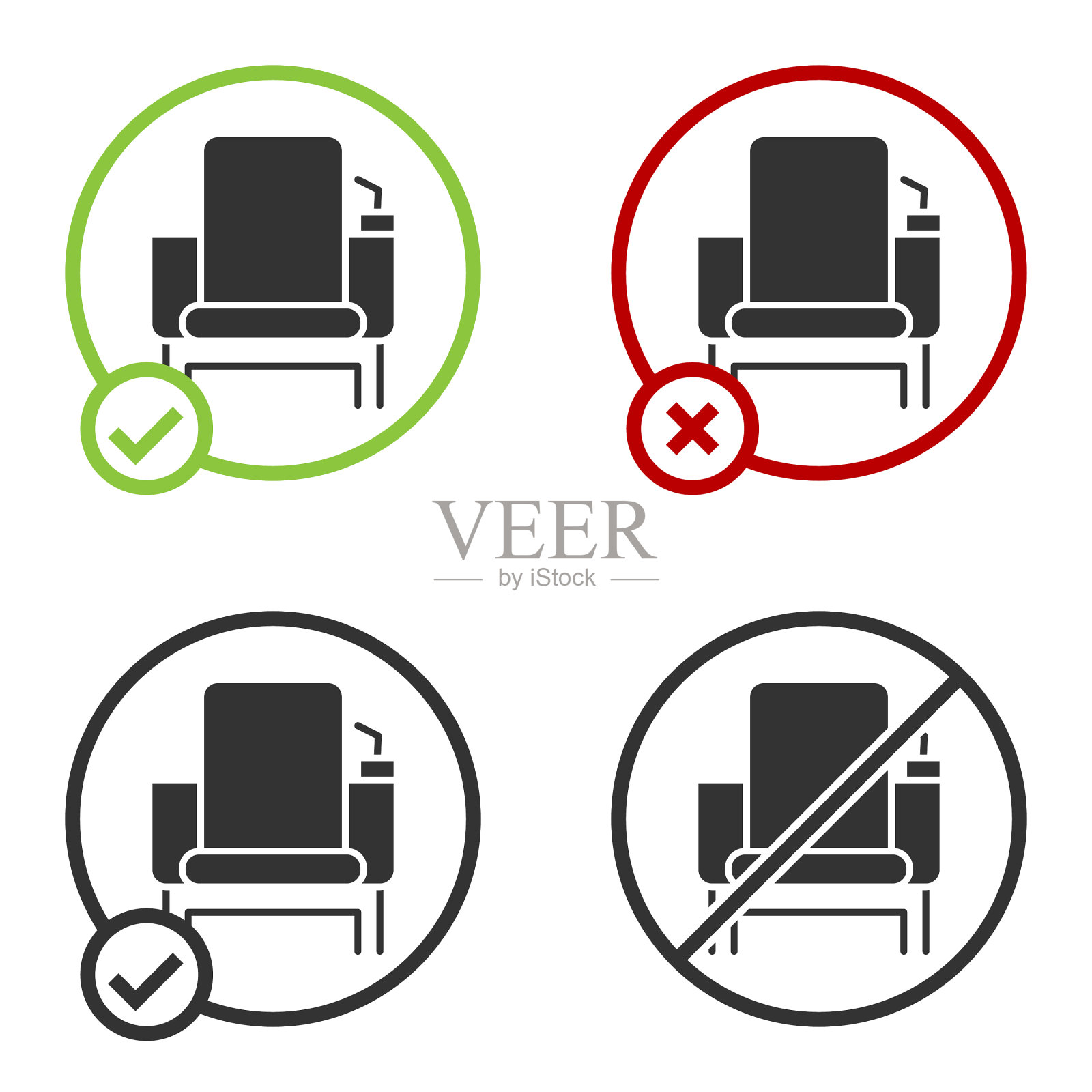 黑色电影椅图标孤立在白色上插画图片素材