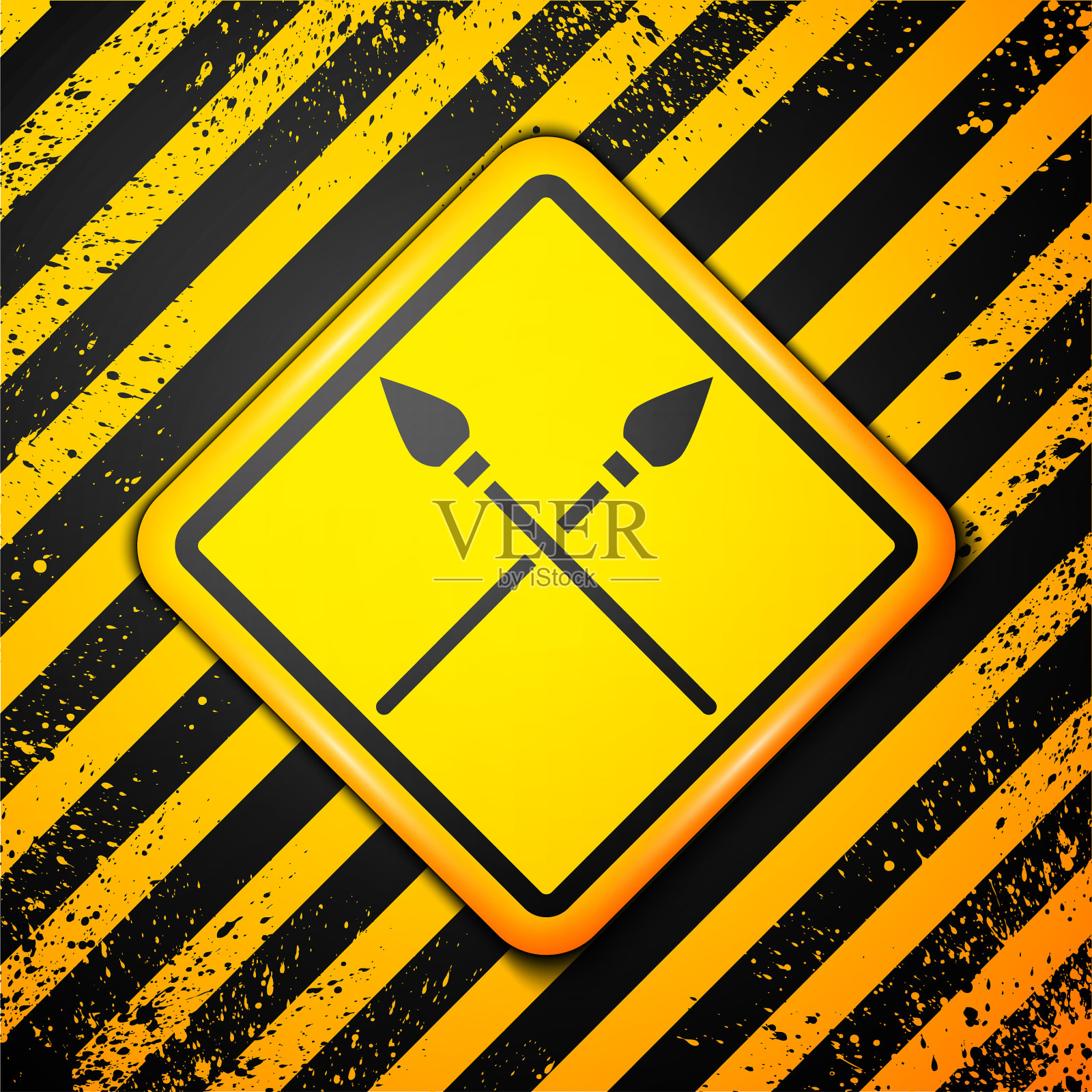 黑色交叉中世纪长矛图标孤立上插画图片素材