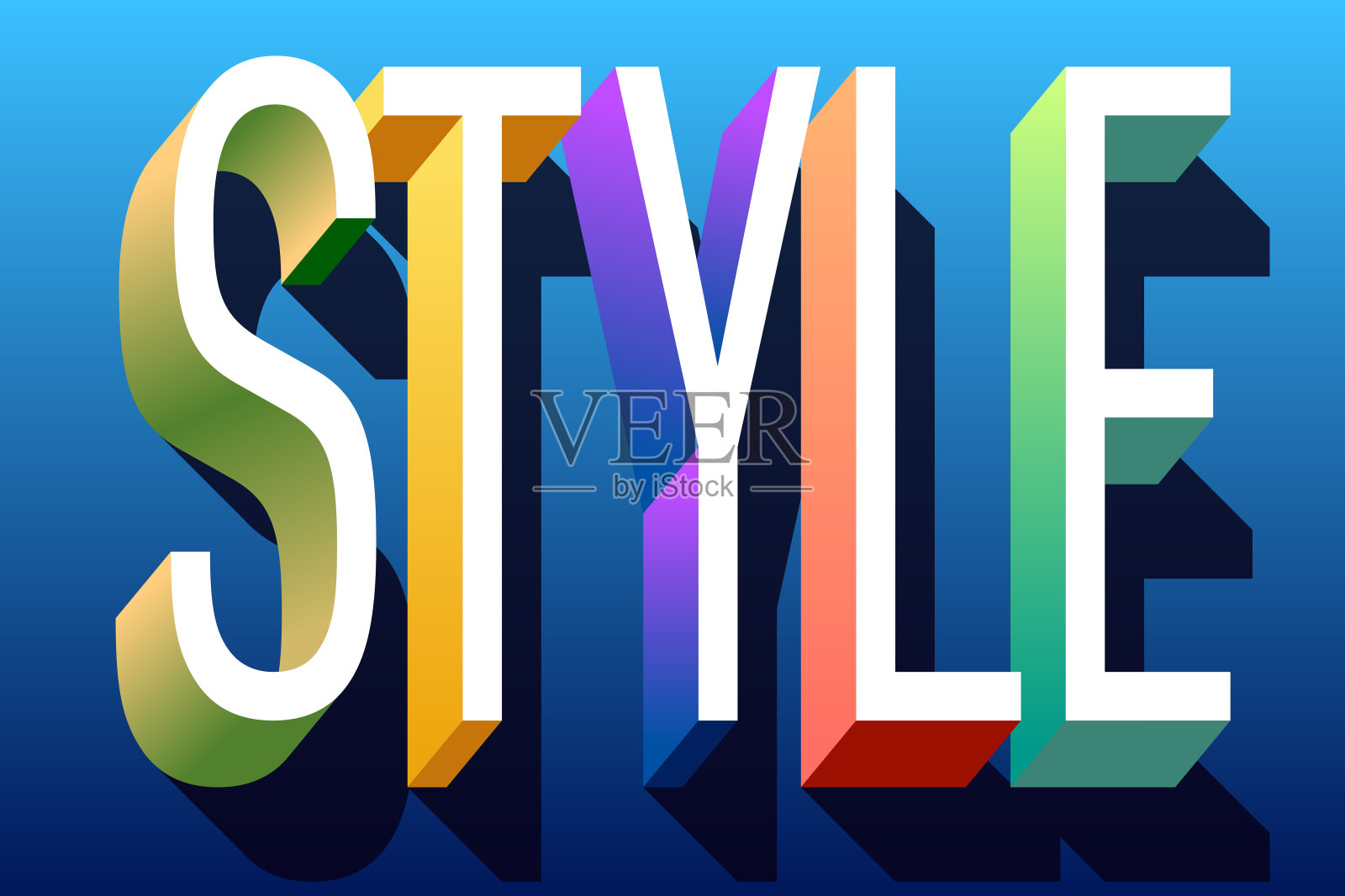 彩色插图的“风格”字插画图片素材