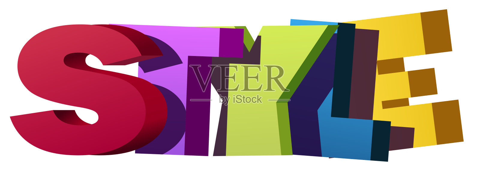 彩色插图的“风格”字设计元素图片