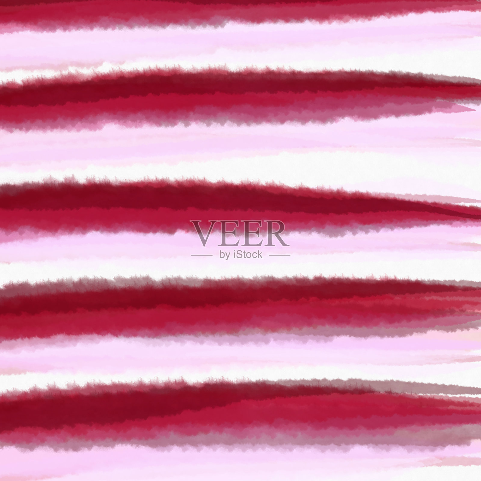 水彩抽象花卉线条插图，红色和粉红色，手绘风格插画图片素材