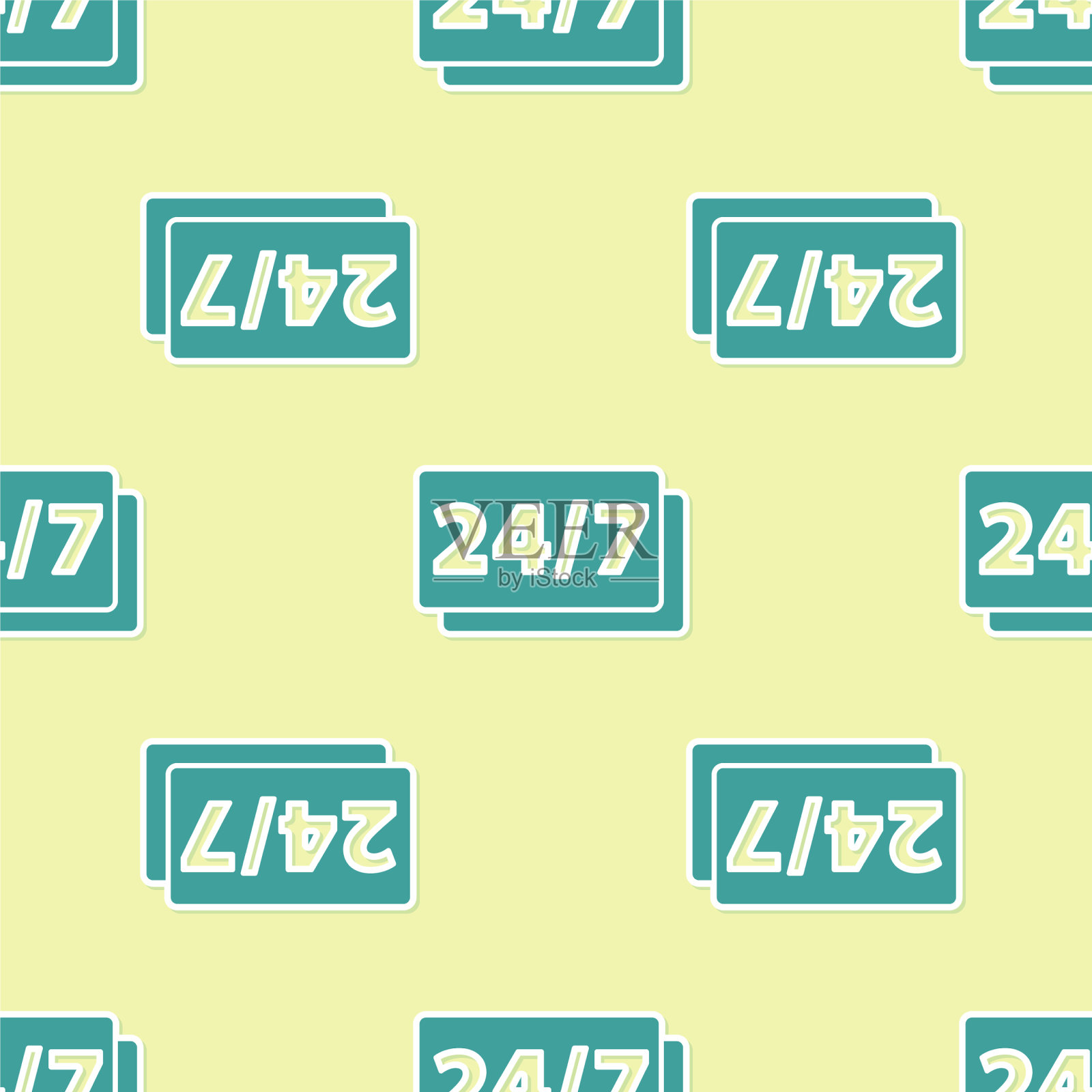 绿色时钟24小时图标隔离无缝插画图片素材