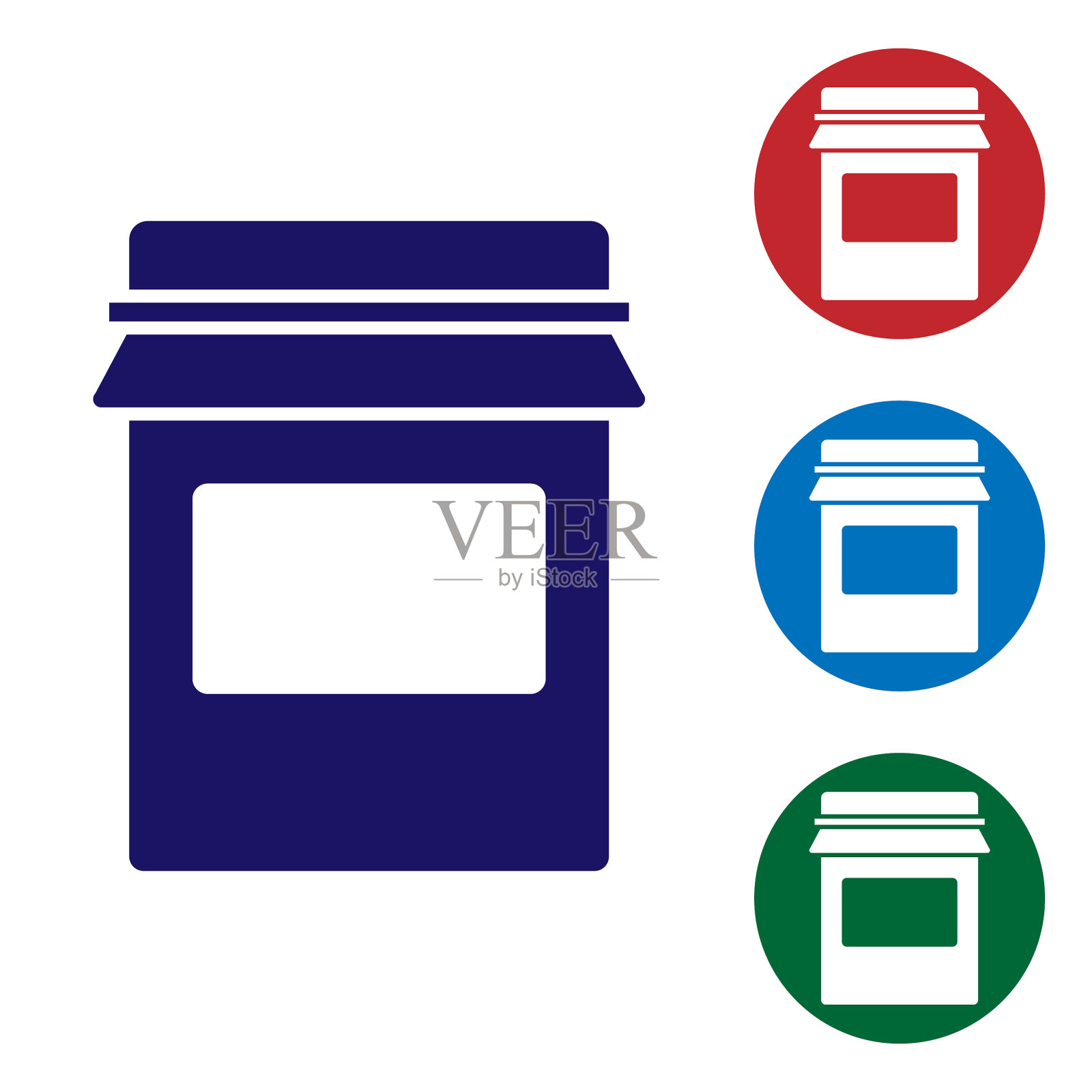 蓝色果酱罐图标孤立在白色背景插画图片素材