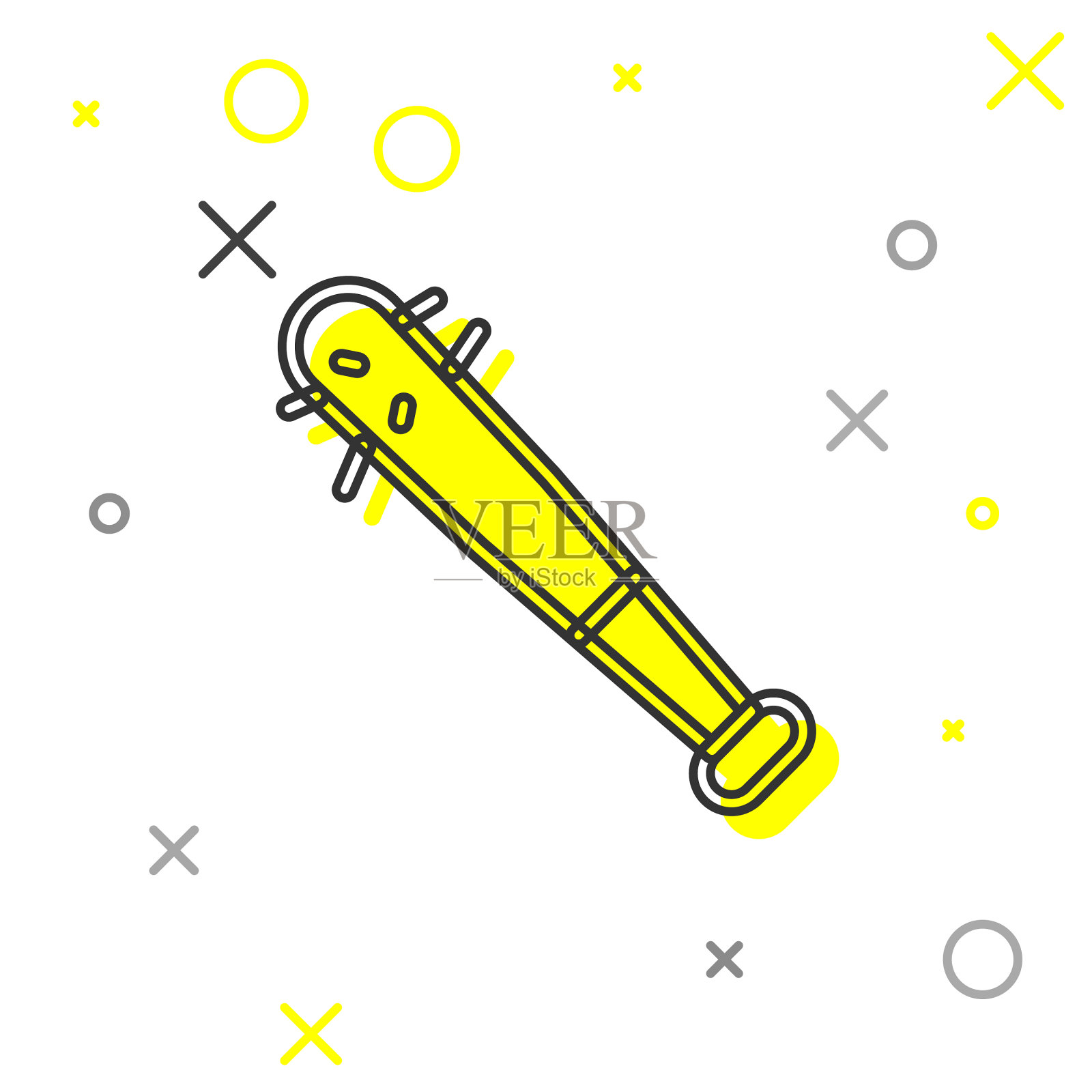 灰色线棒球棒与指甲图标孤立上插画图片素材