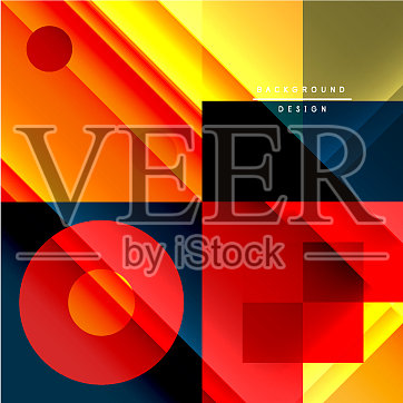 带有圆形的新孟菲斯几何图案插画图片素材