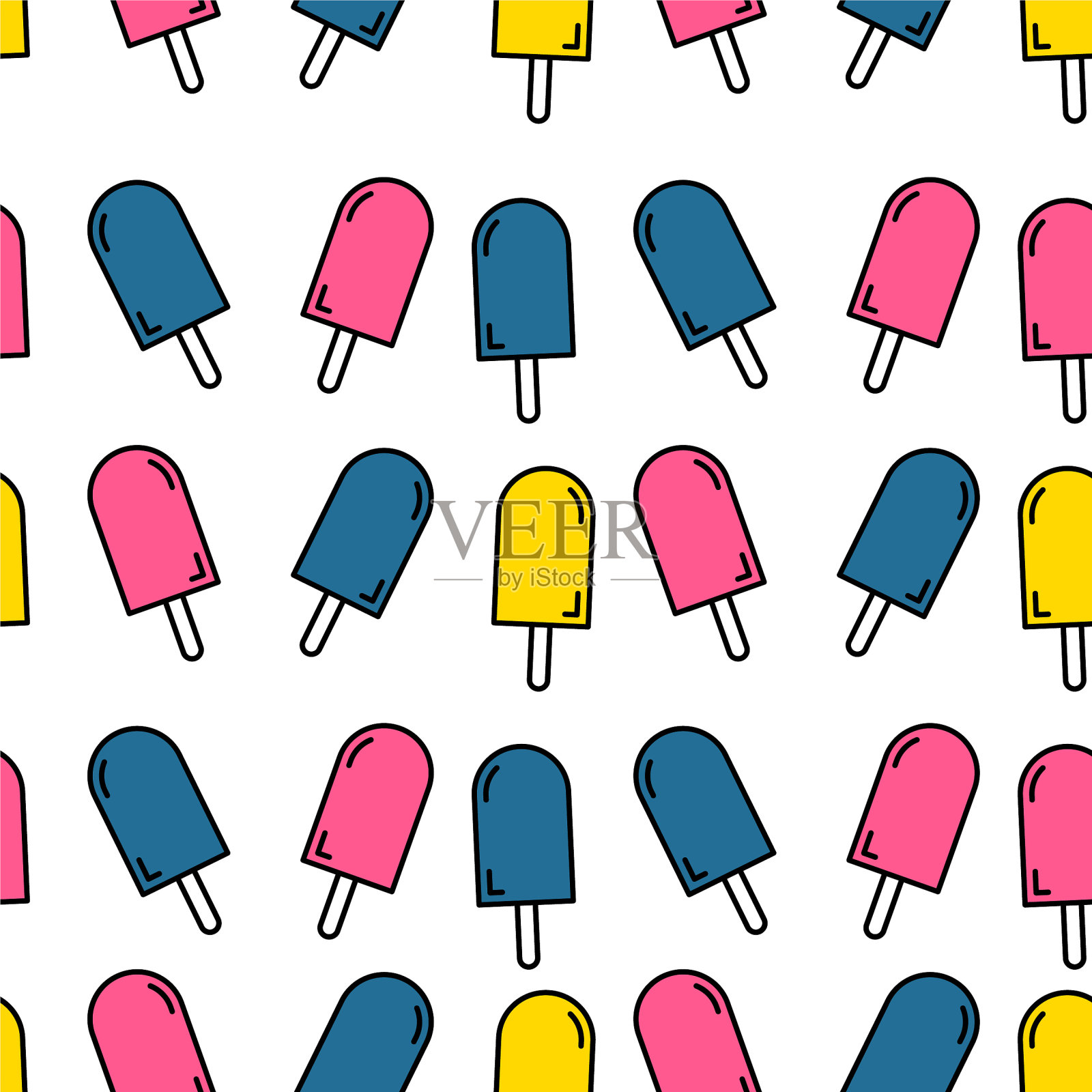 冰淇淋无缝图案涂鸦纹理插画图片素材