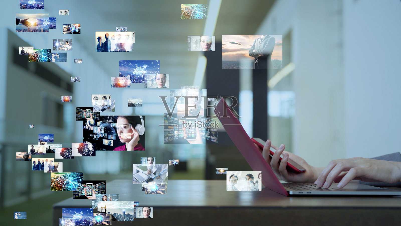 视觉内容的概念。社交网络服务。流媒体视频。通信网络。照片摄影图片