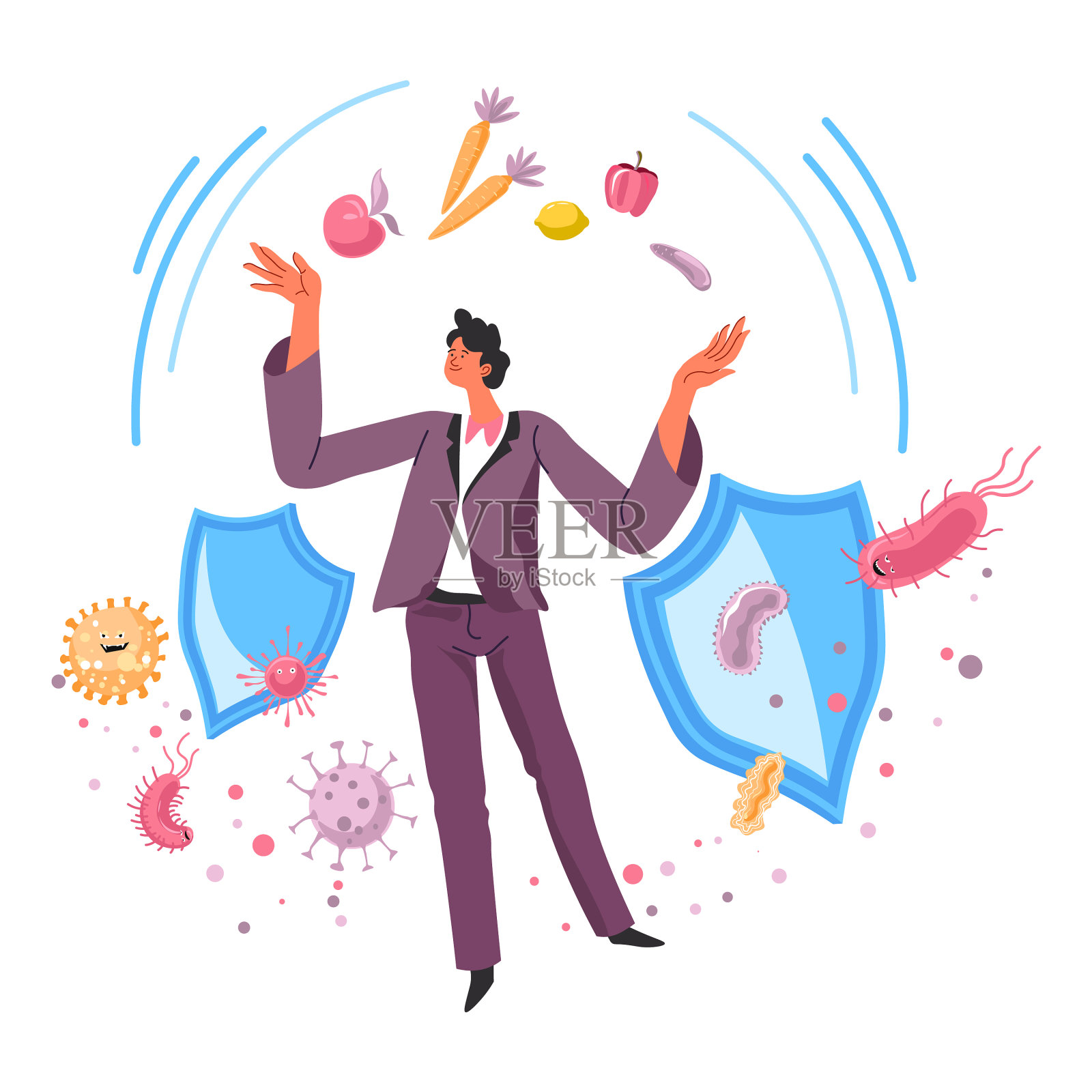 吃健康的食物来增强免疫系统设计元素图片