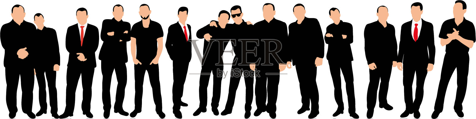 人群剪影集合插画图片素材