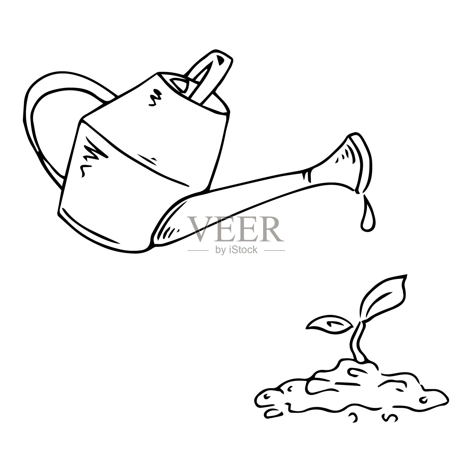 浇水罐，用于浇水图标花园设计元素图片