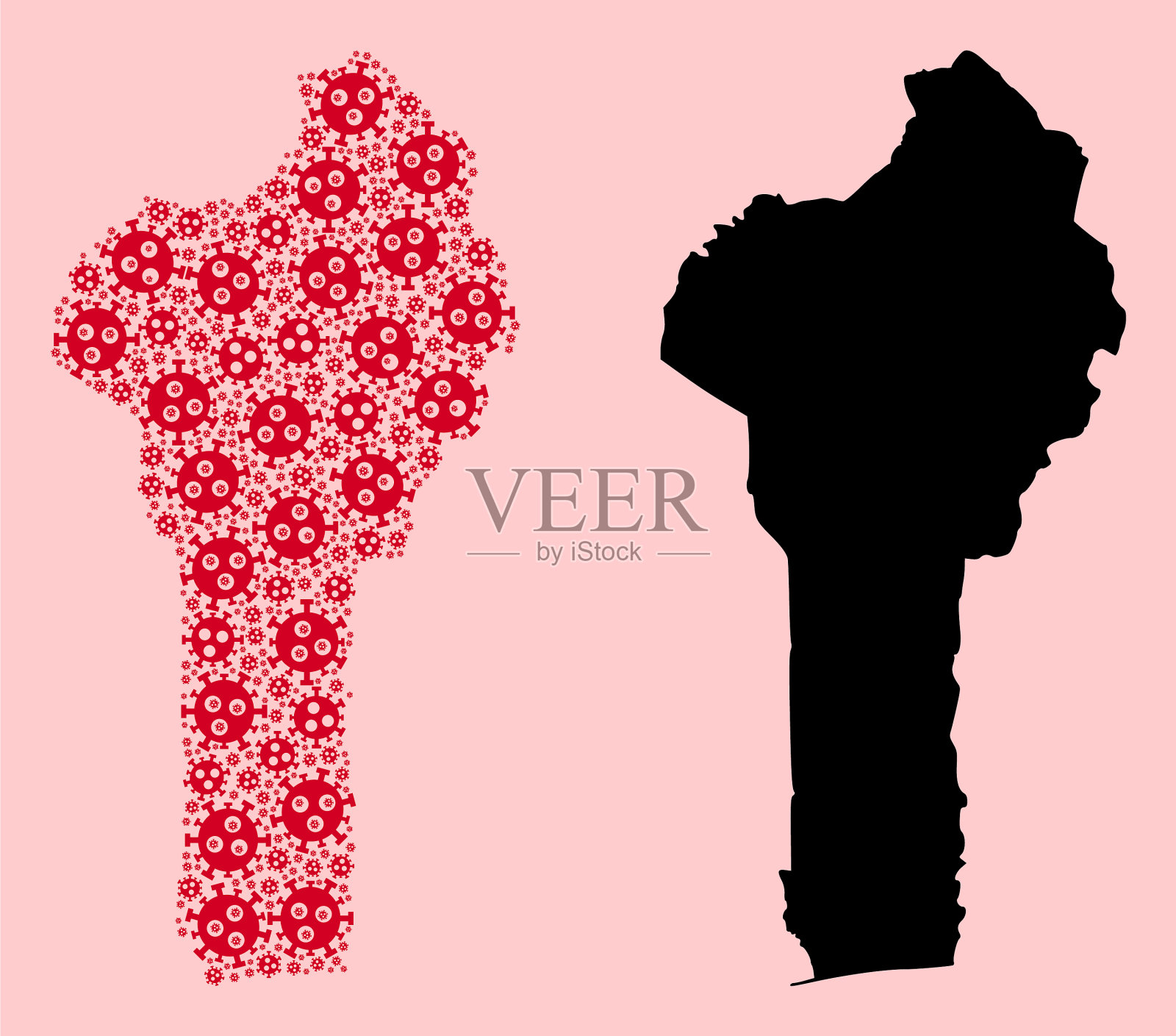 马赛克地图贝宁SARS病毒项目和插画图片素材