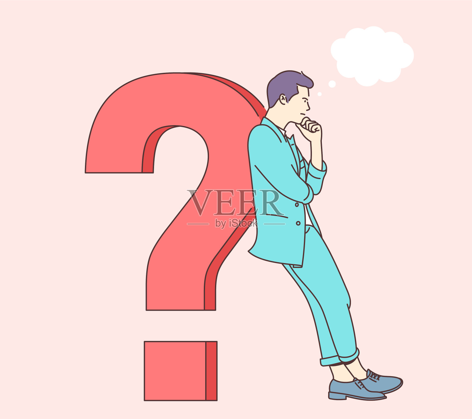 提问，头脑风暴，思考概念。平面向量插图插画图片素材