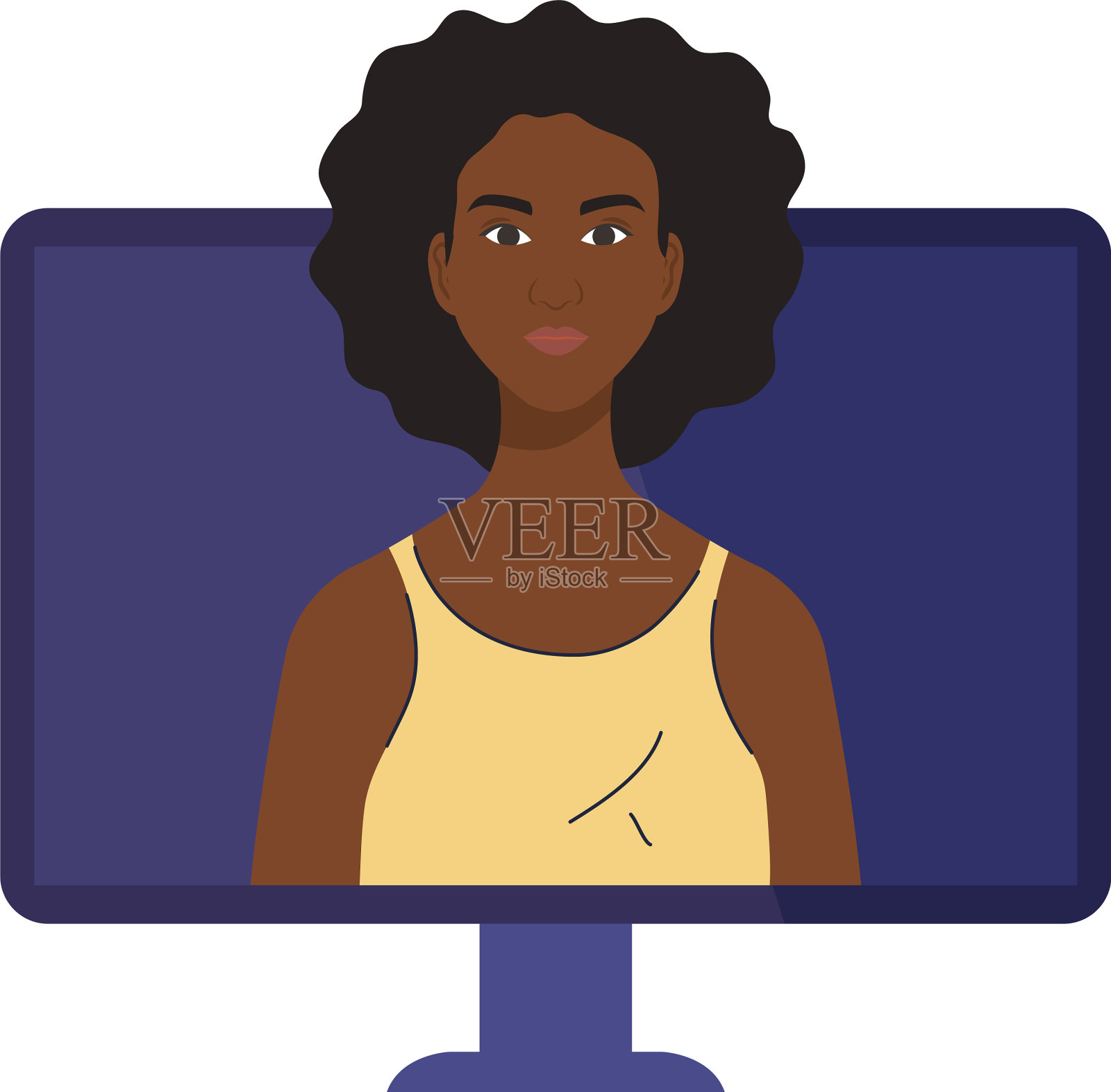 电脑设计中的黑人女性卡通设计元素图片