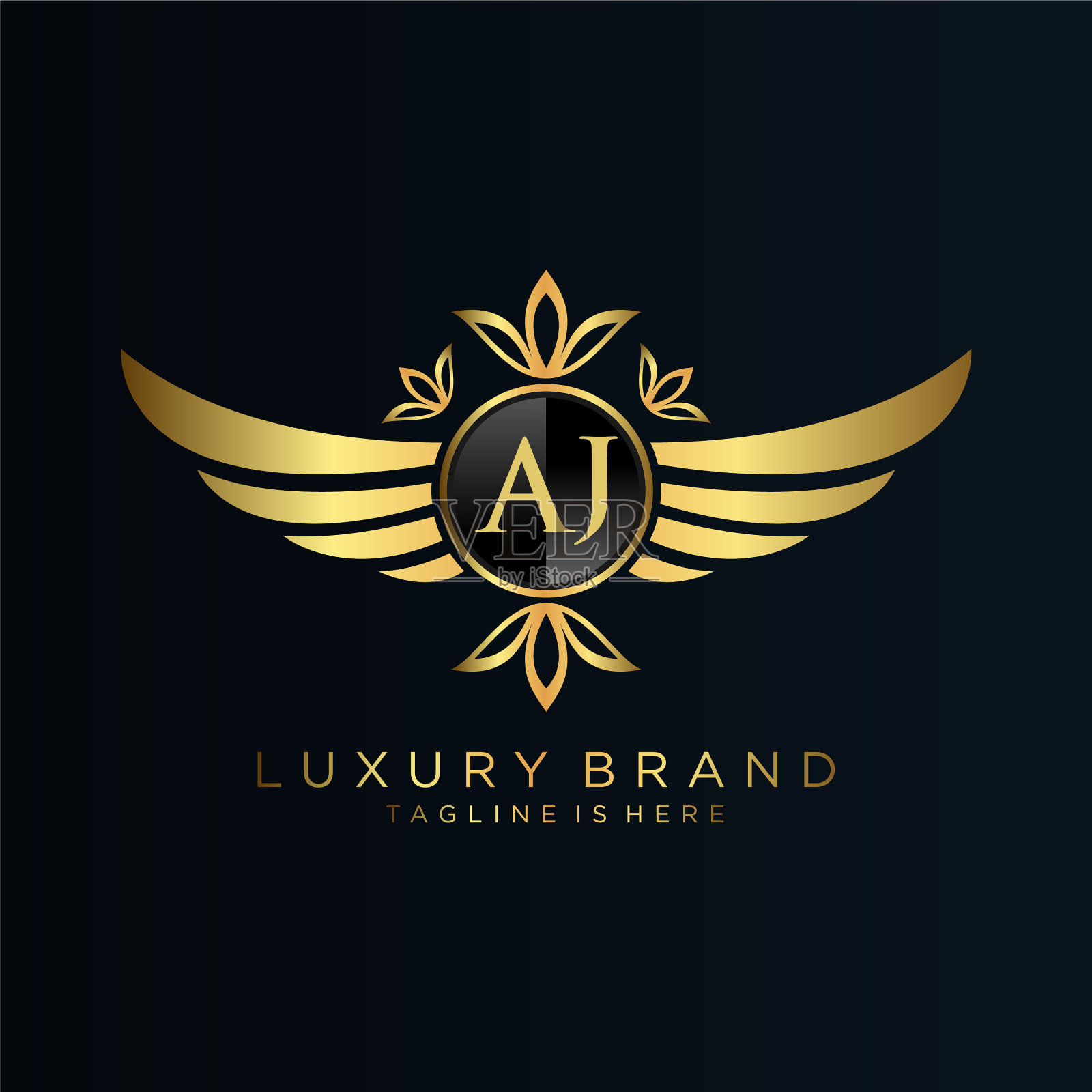 Aj字母首字母与皇家模板优雅插画图片素材