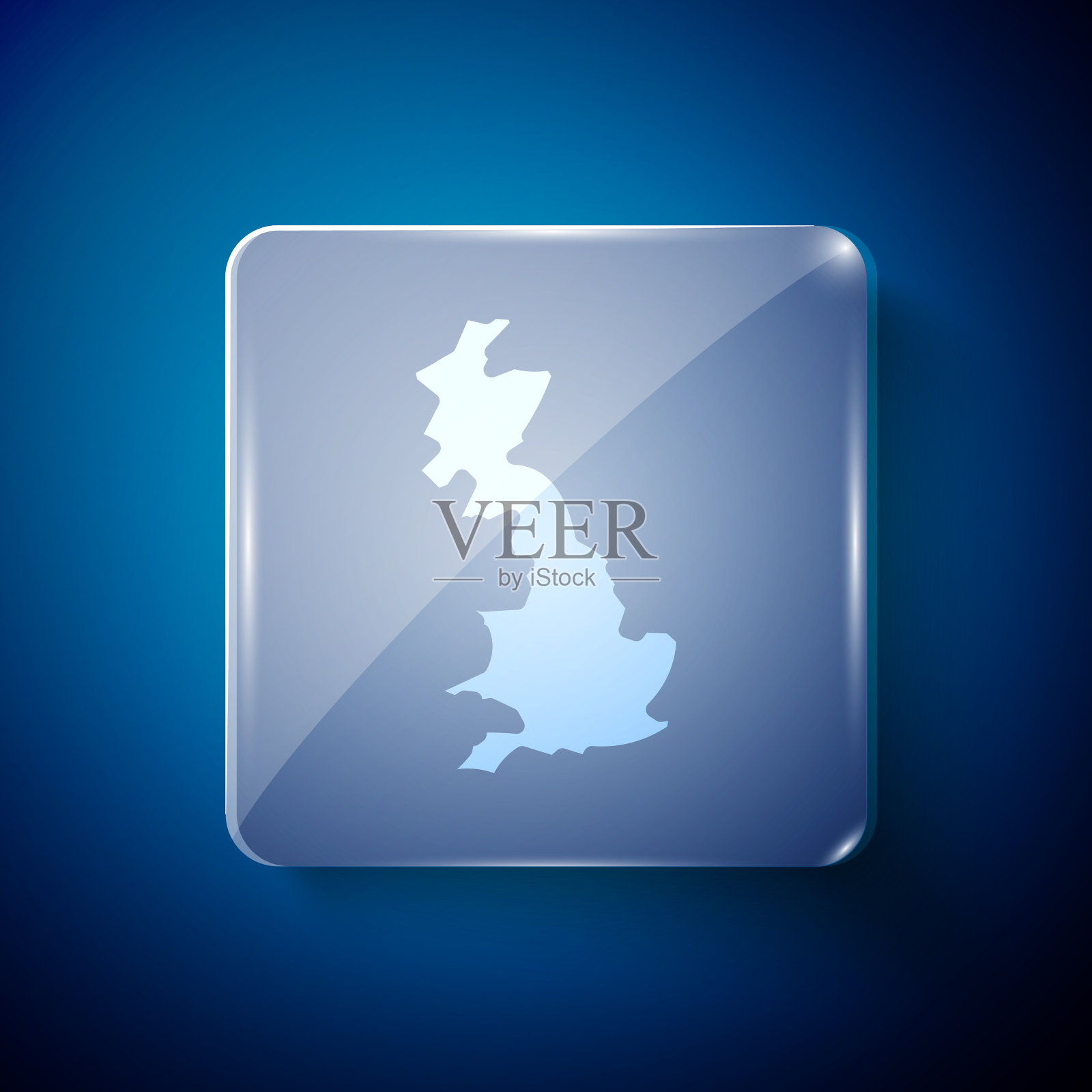 白色英格兰地图图标孤立在蓝色背景插画图片素材