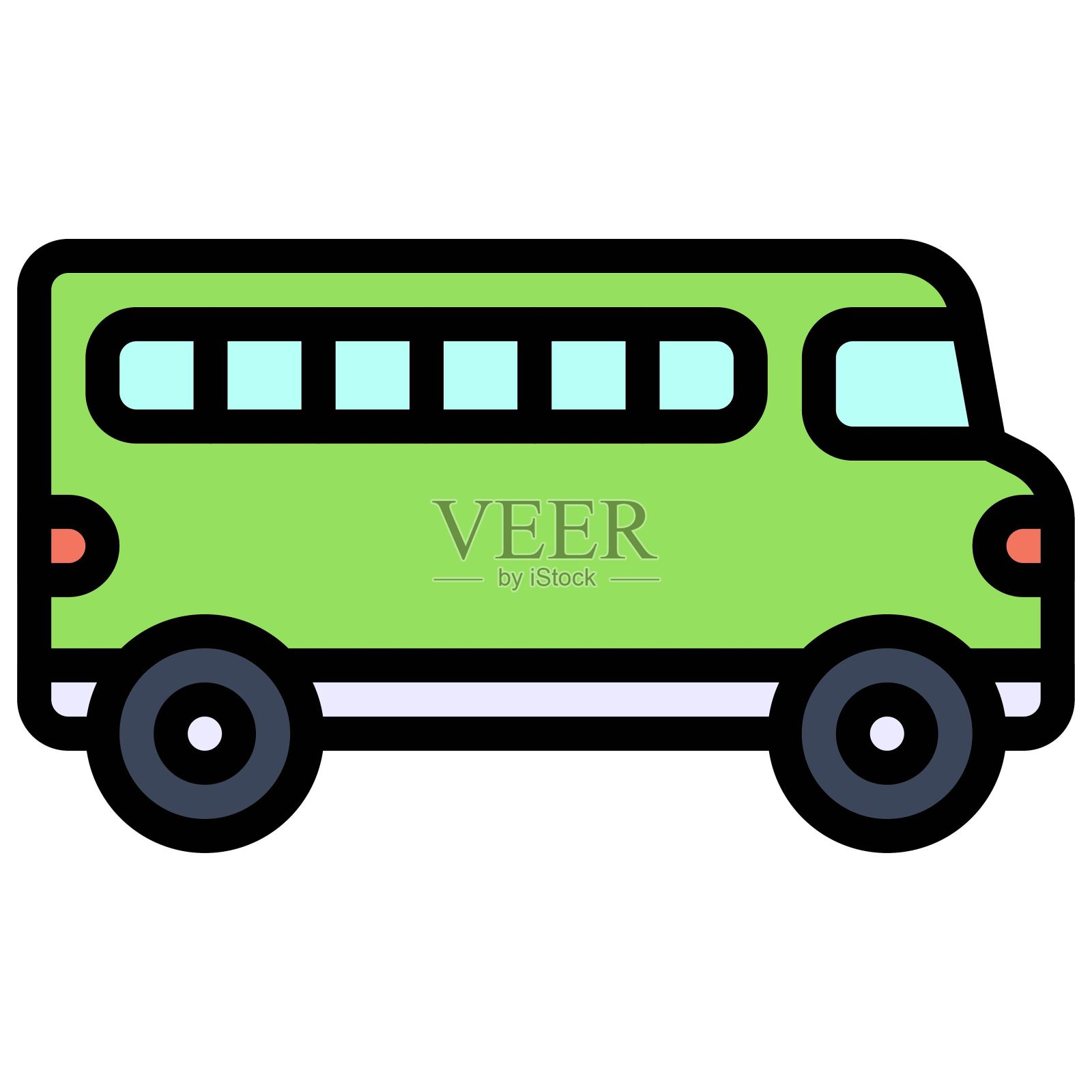 公交图标，交通相关矢量插画图片素材