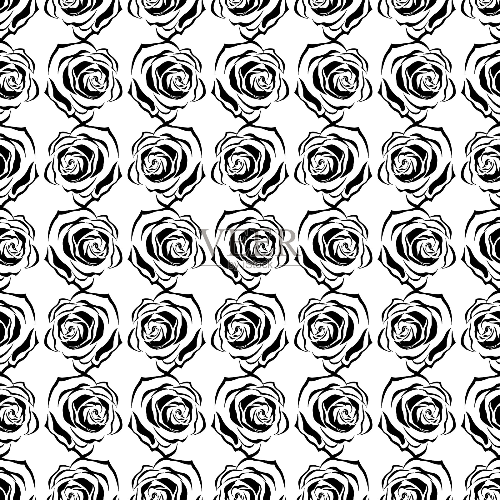 无缝图案的玫瑰上的黑色背景插画图片素材
