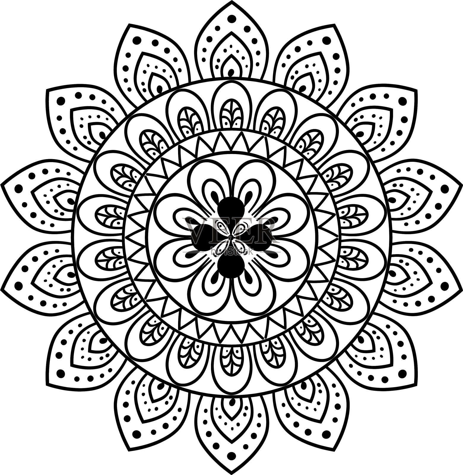 花曼荼罗在白色的背景设计元素图片