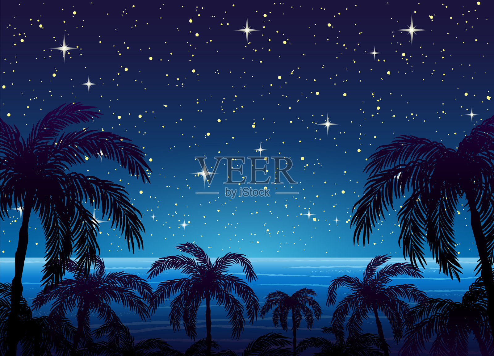 轮廓的棕榈树插画图片素材