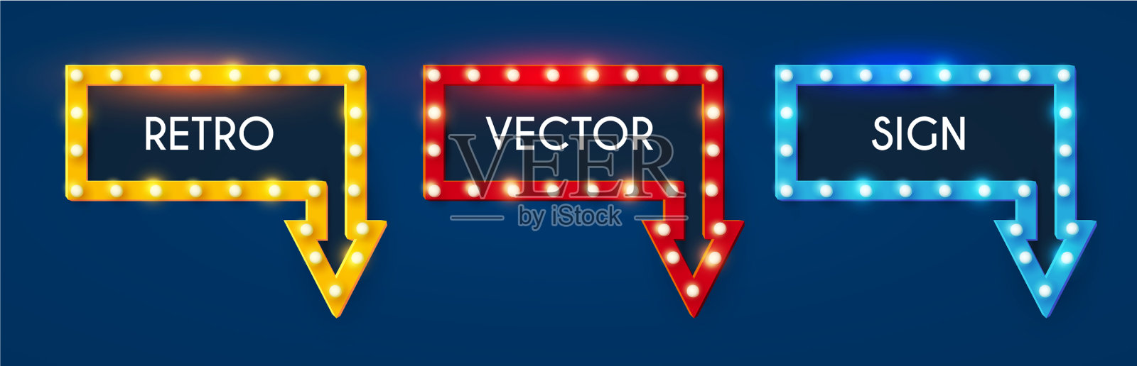 闪耀着复古的光芒，箭唱着复古的旗帜插画图片素材