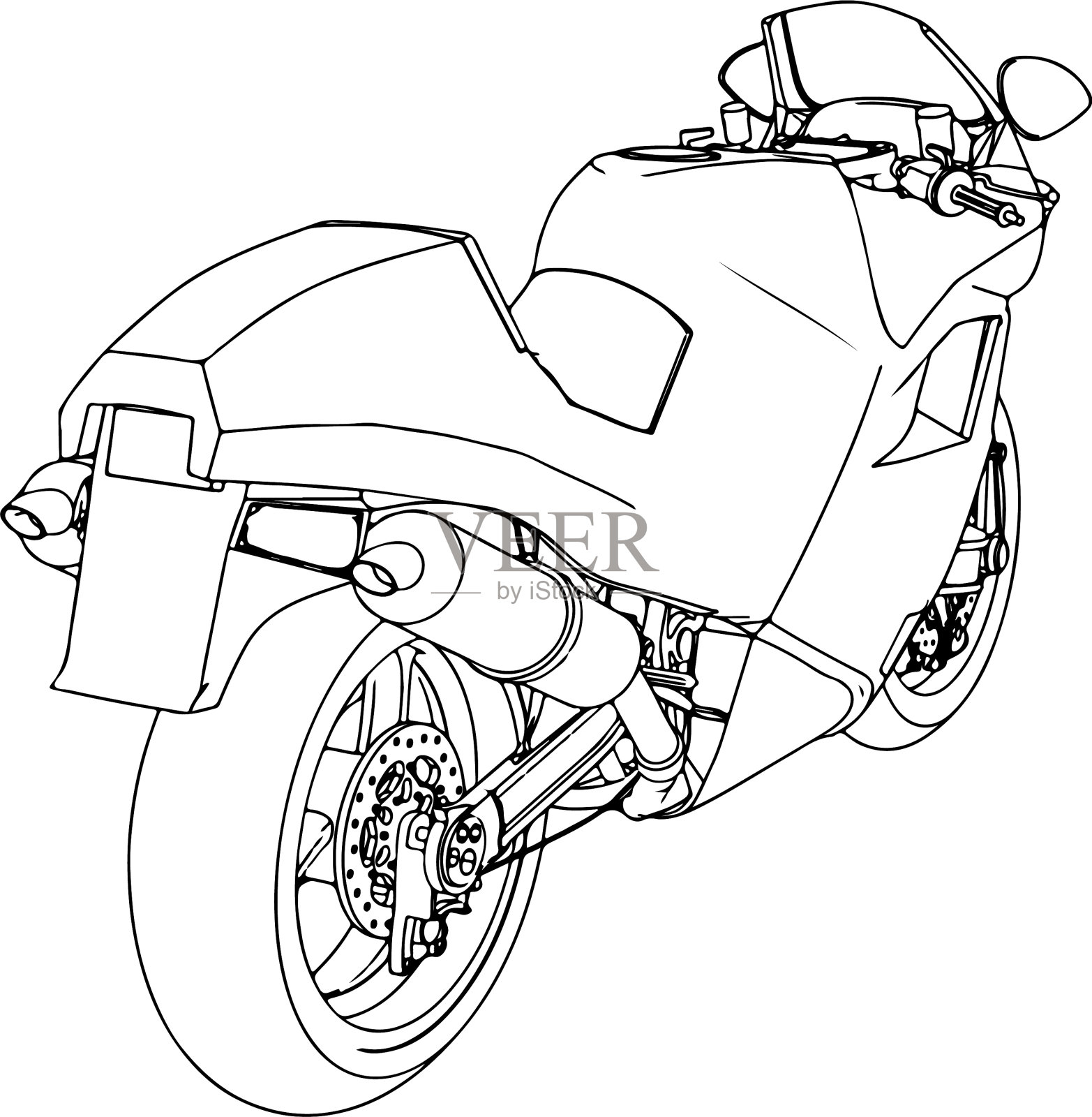 素描运动摩托车设计元素图片