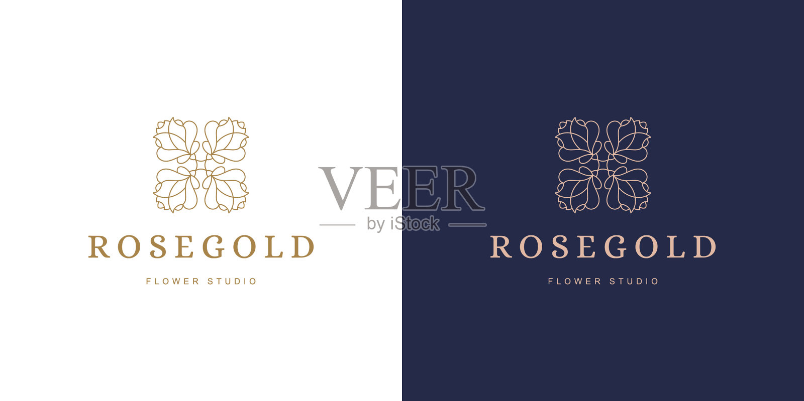 玫瑰花瓣线和枝上有叶子插画图片素材