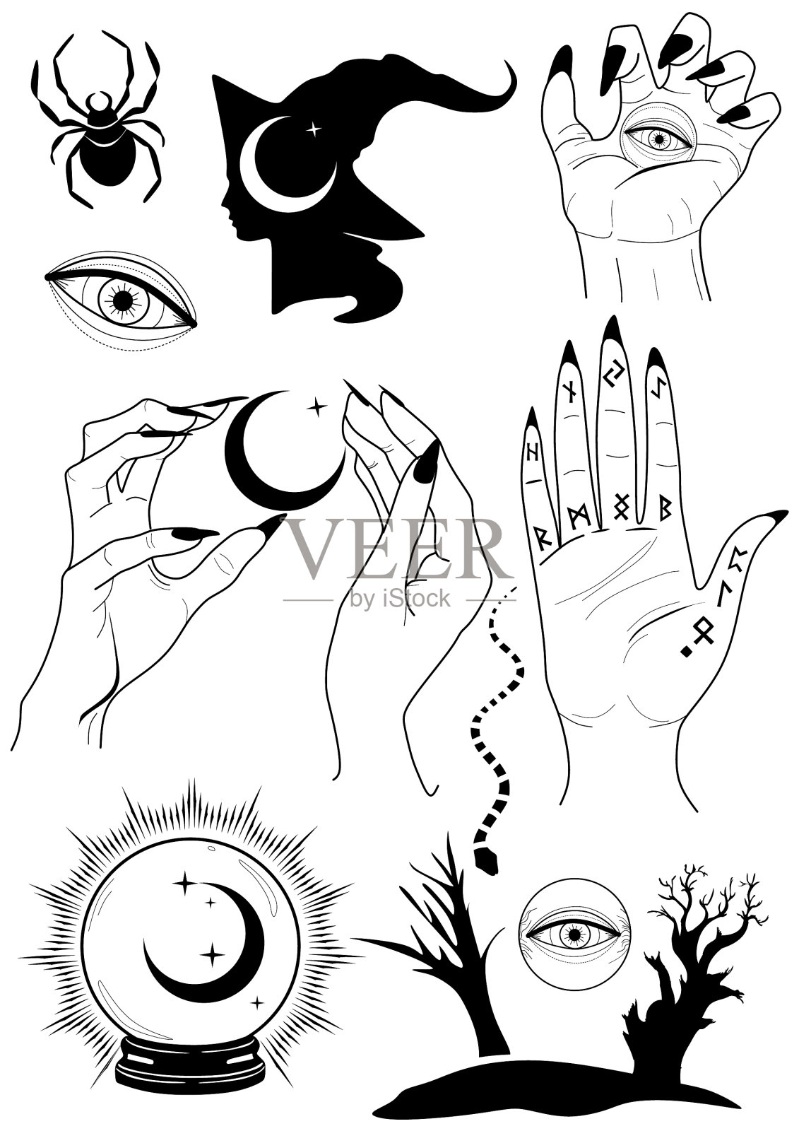 巫婆的设置插画图片素材