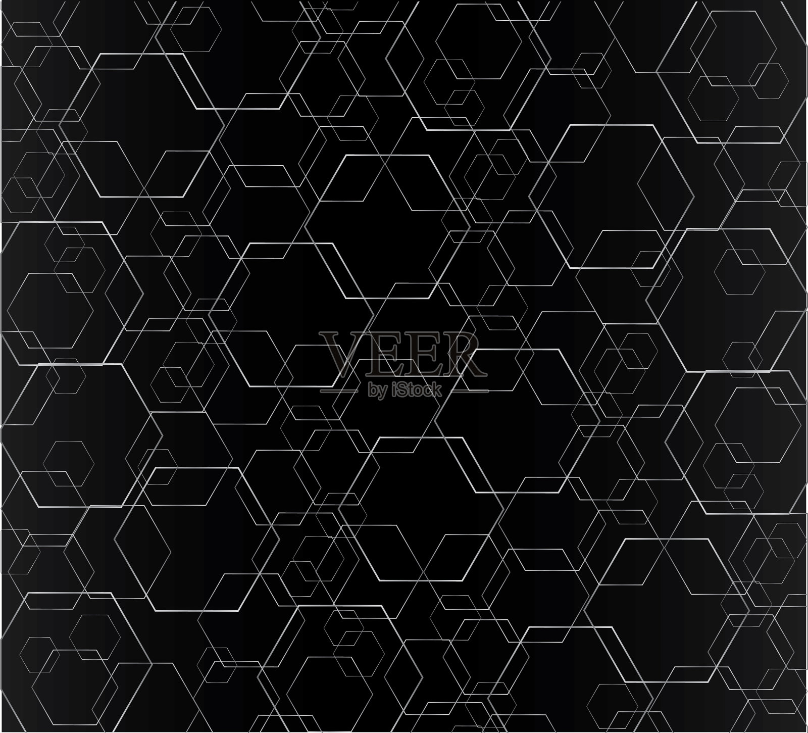 六边形线条抽象与空间艺术背景插画图片素材