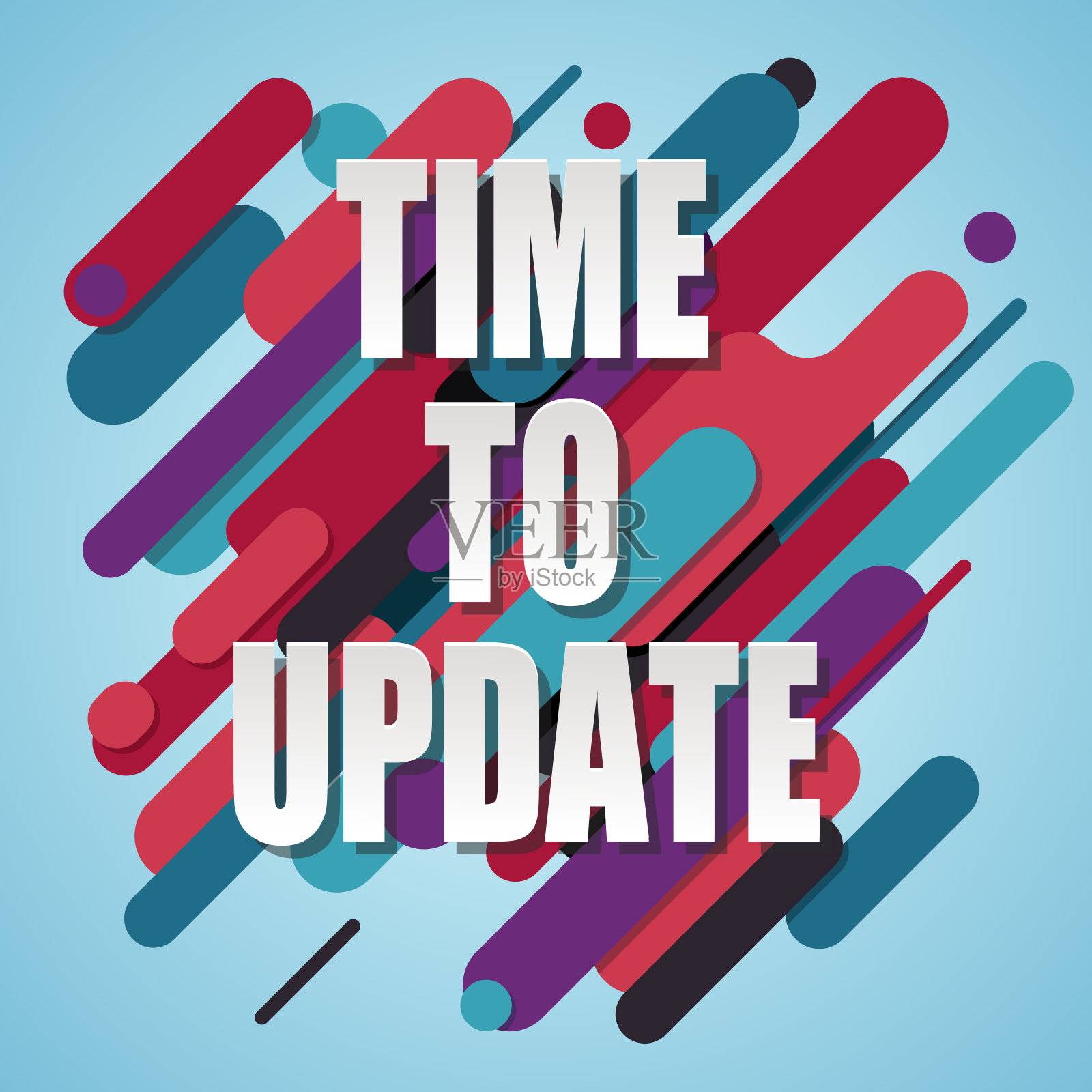“更新时间”文字的彩色背景插画图片素材