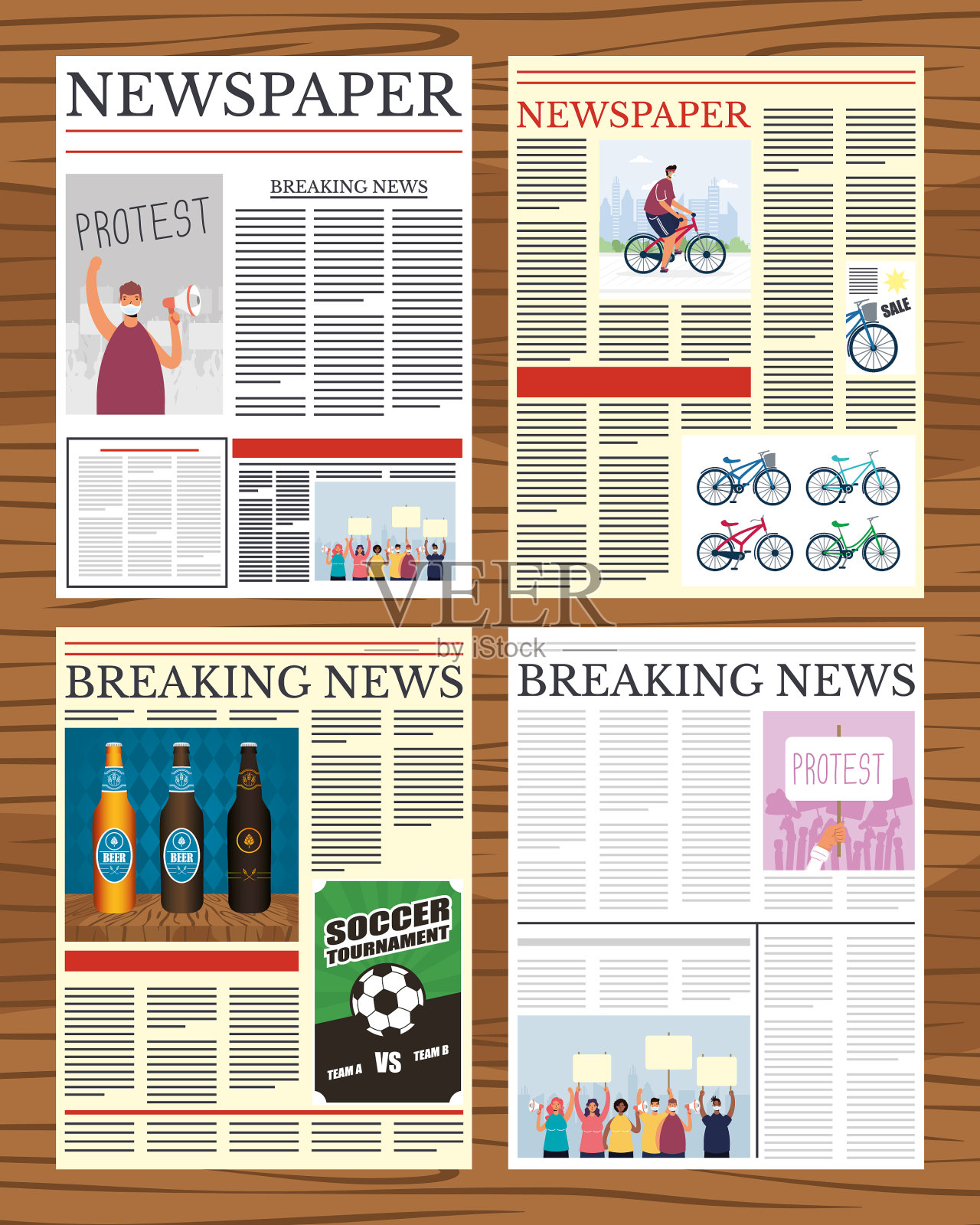 报纸、报刊、专栏、通讯用木版插画图片素材