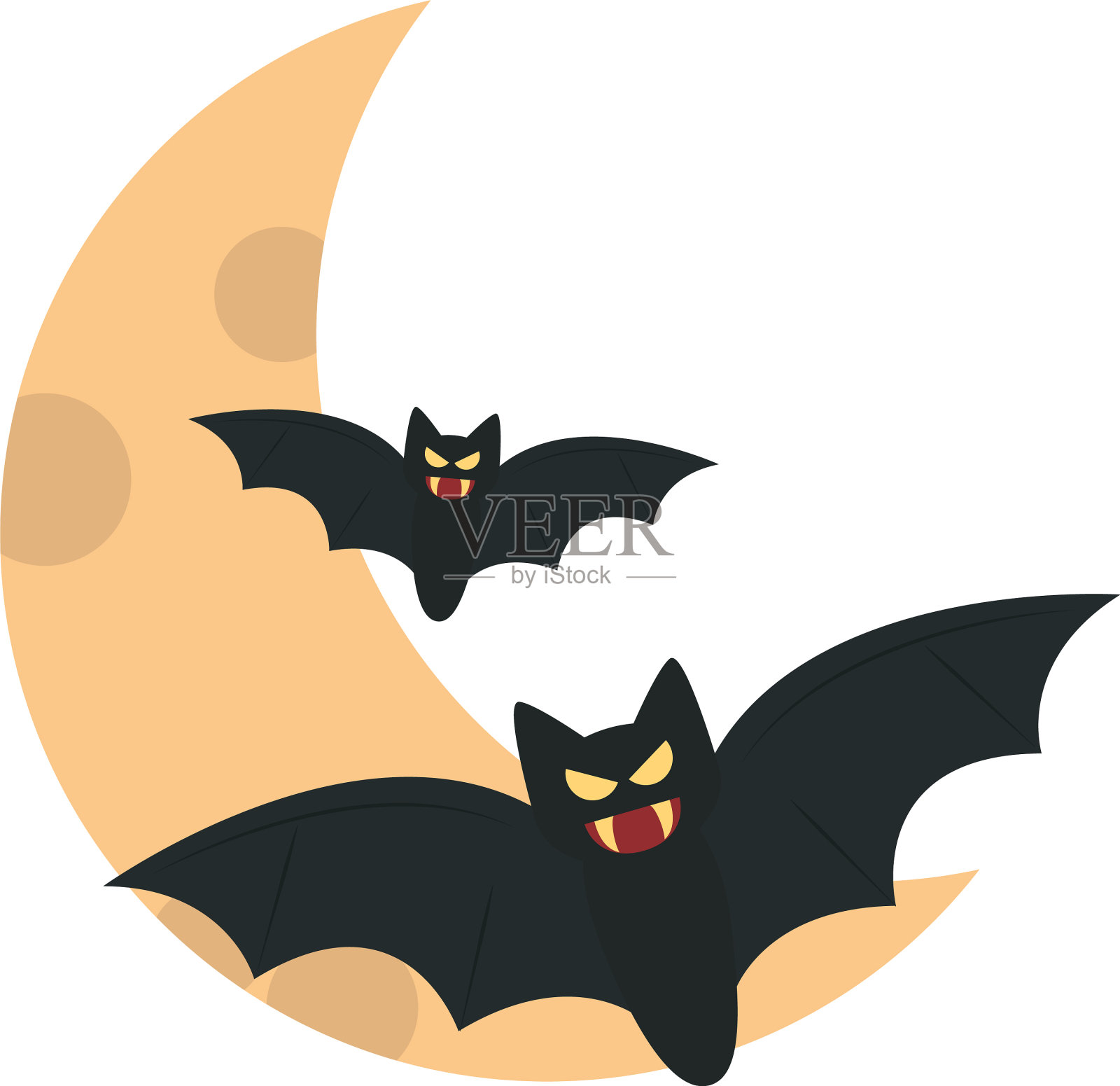 万圣节晚上月亮和蝙蝠恶作剧还是快乐的设计元素图片