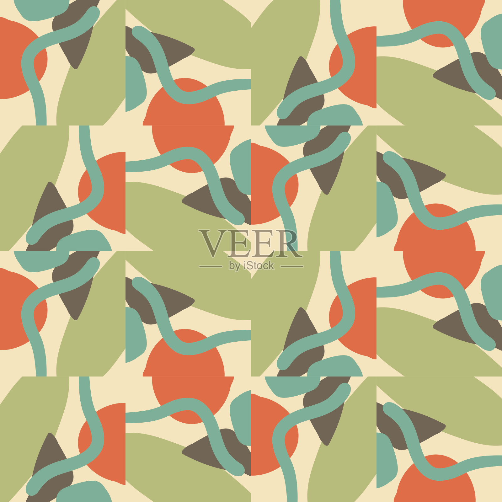 抽象杂乱的几何无缝图案，形状不均匀。瓷砖。插画图片素材