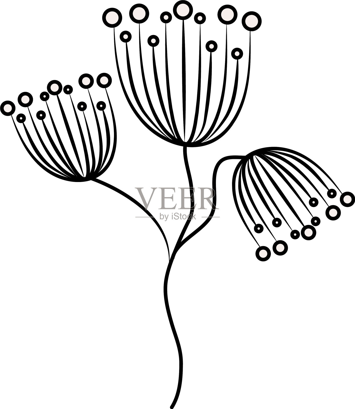 极简主义纹身花精致的花卉线条艺术设计元素图片