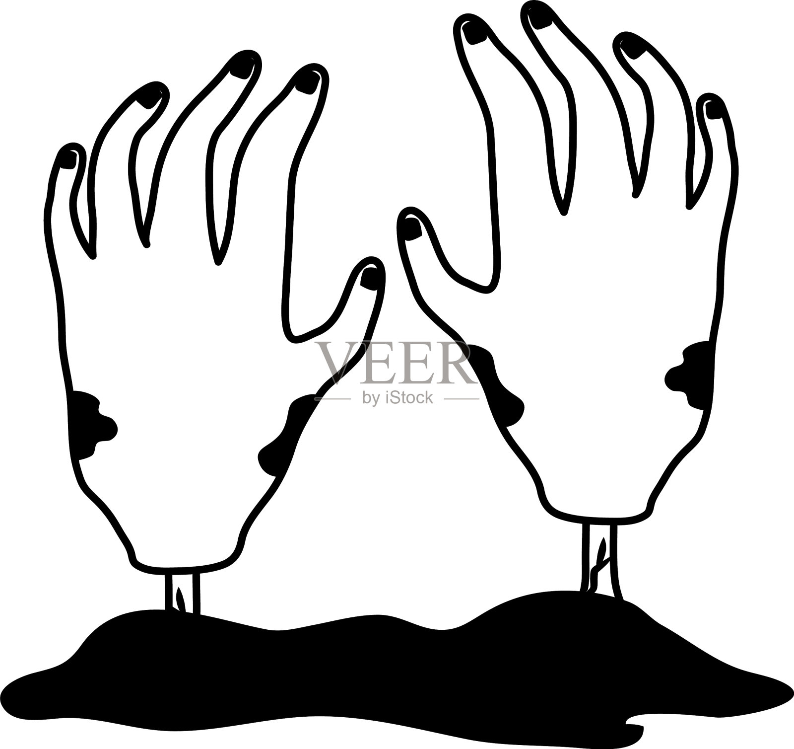 万圣节僵尸手不给糖就捣乱的派对快乐设计元素图片