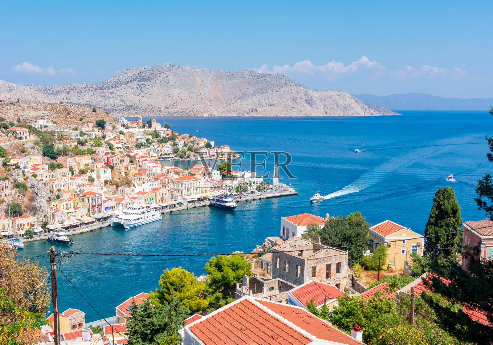 西米镇城市景观，十二岛群岛，希腊照片摄影图片