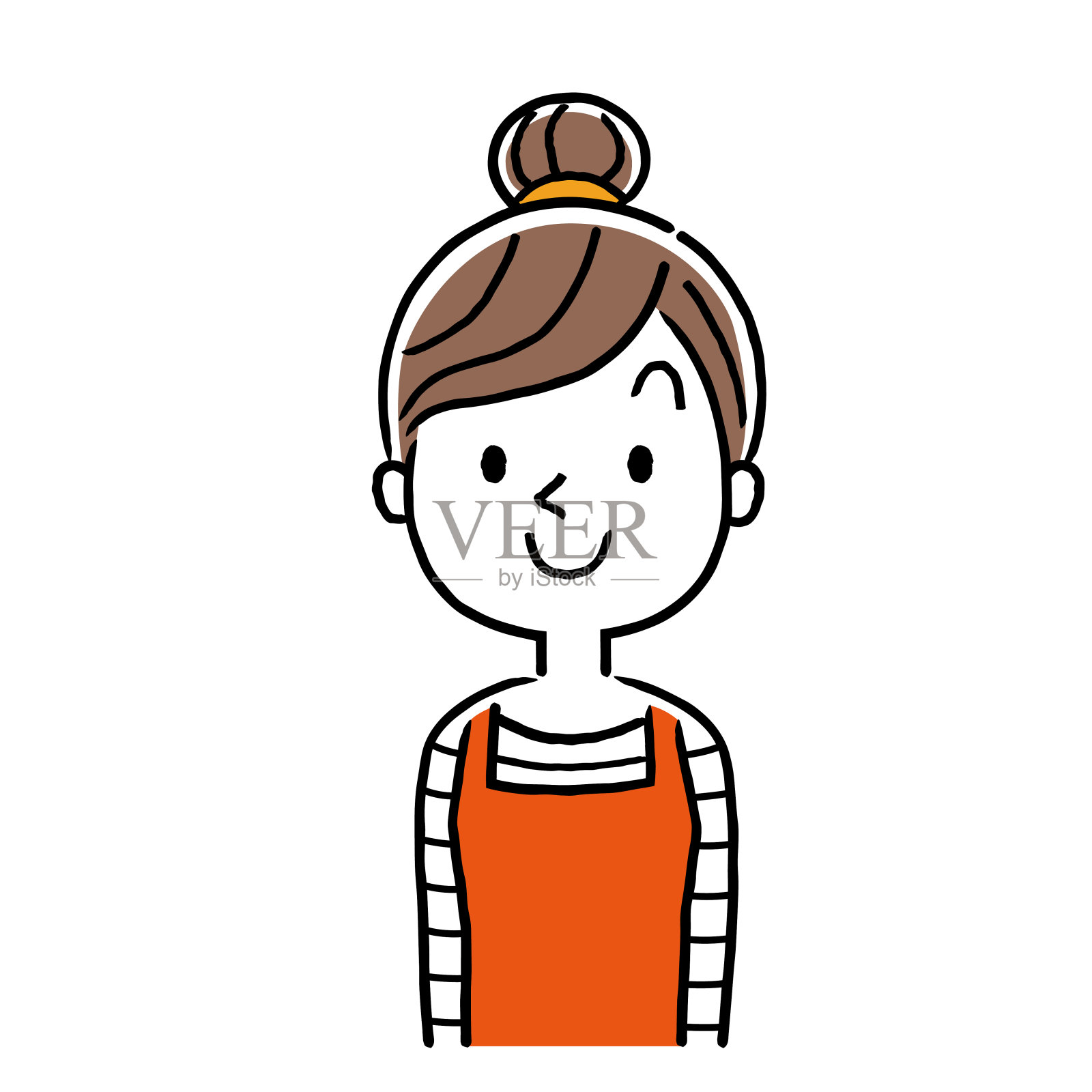 矢量插图材料:年轻的家庭主妇在一个围裙插画图片素材