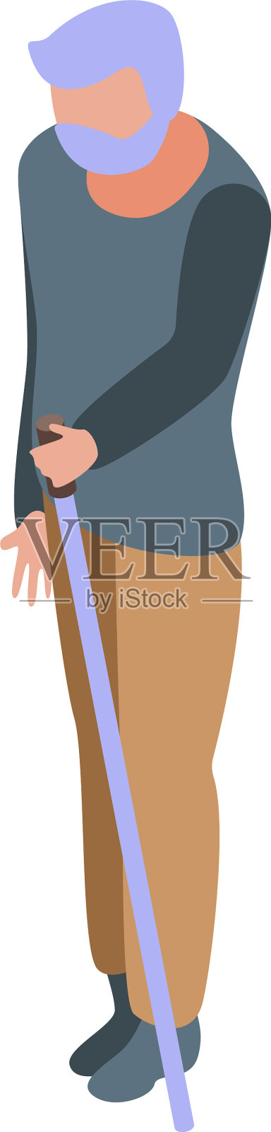 高级男子手杖图标等距风格插画图片素材